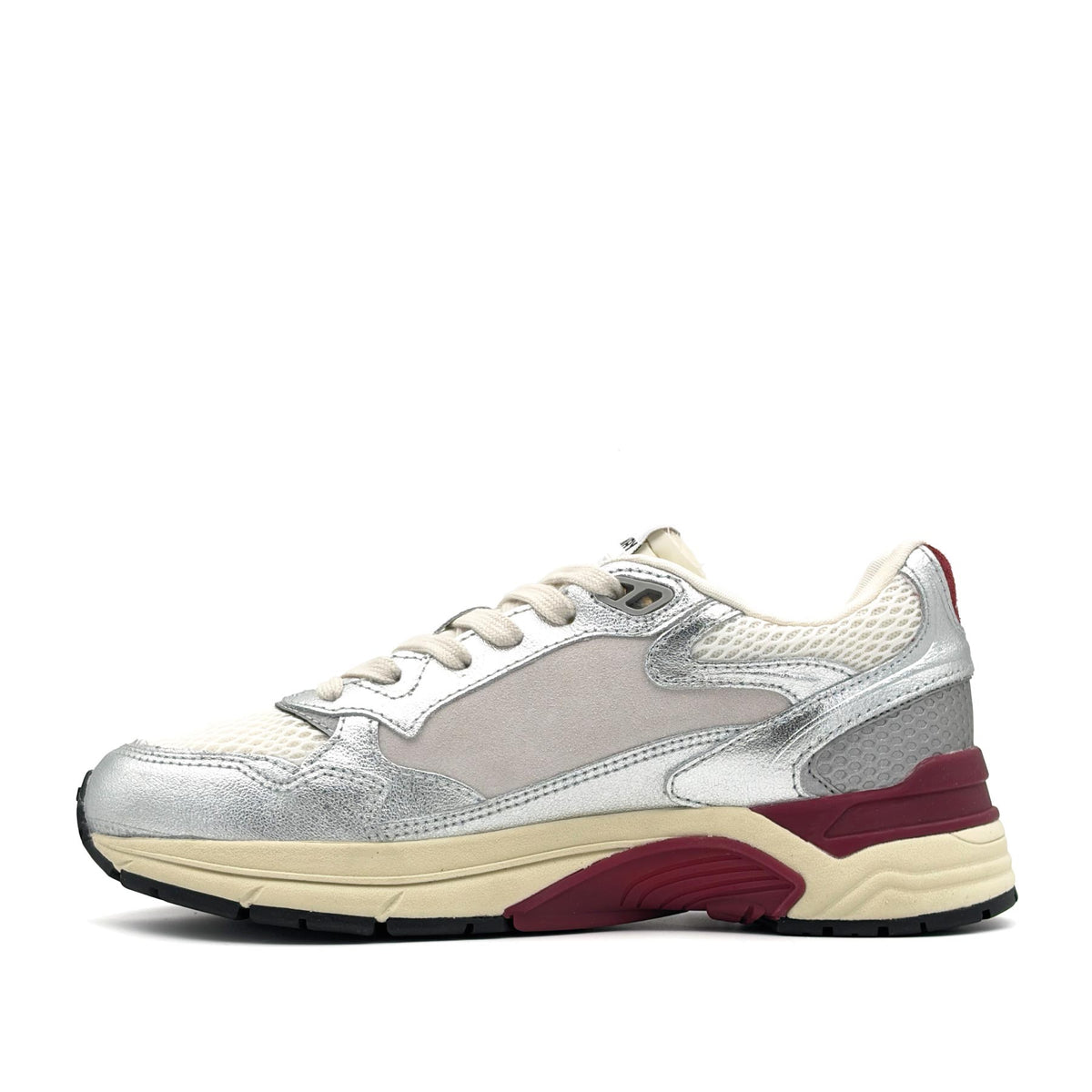 Hyperway Low Women Leather Suede Mesh Silver Syra