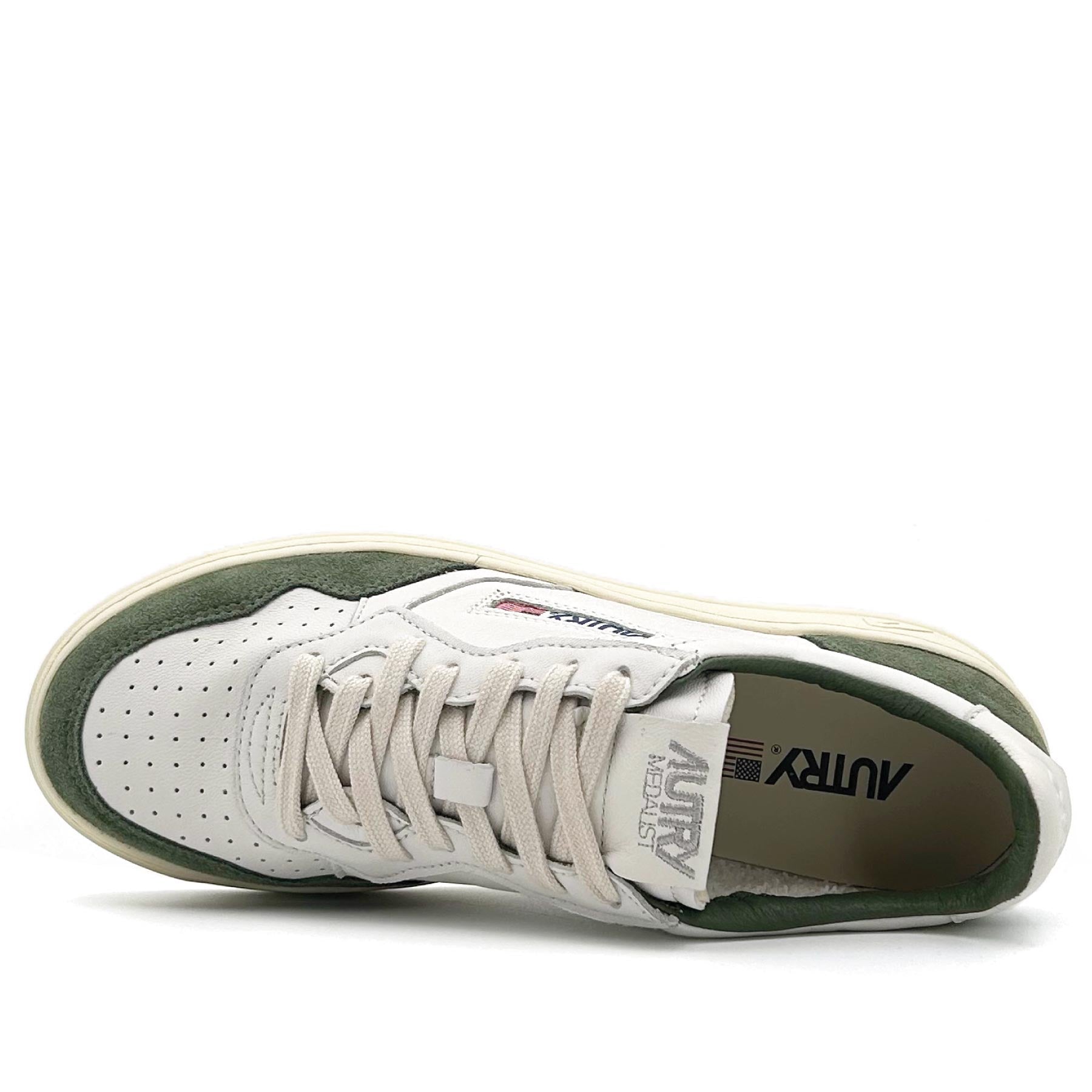 Medalist Low Man White Goat Leather Milit Suede