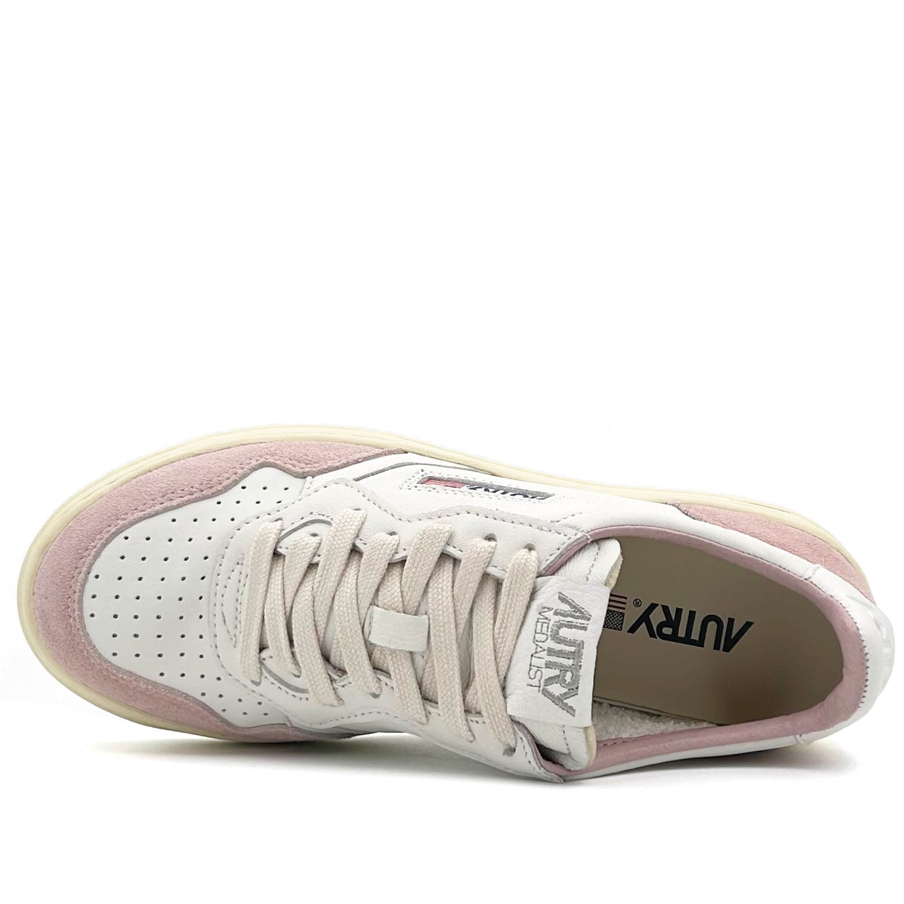 Medalist Low Women White Goat Leather Powder Suede