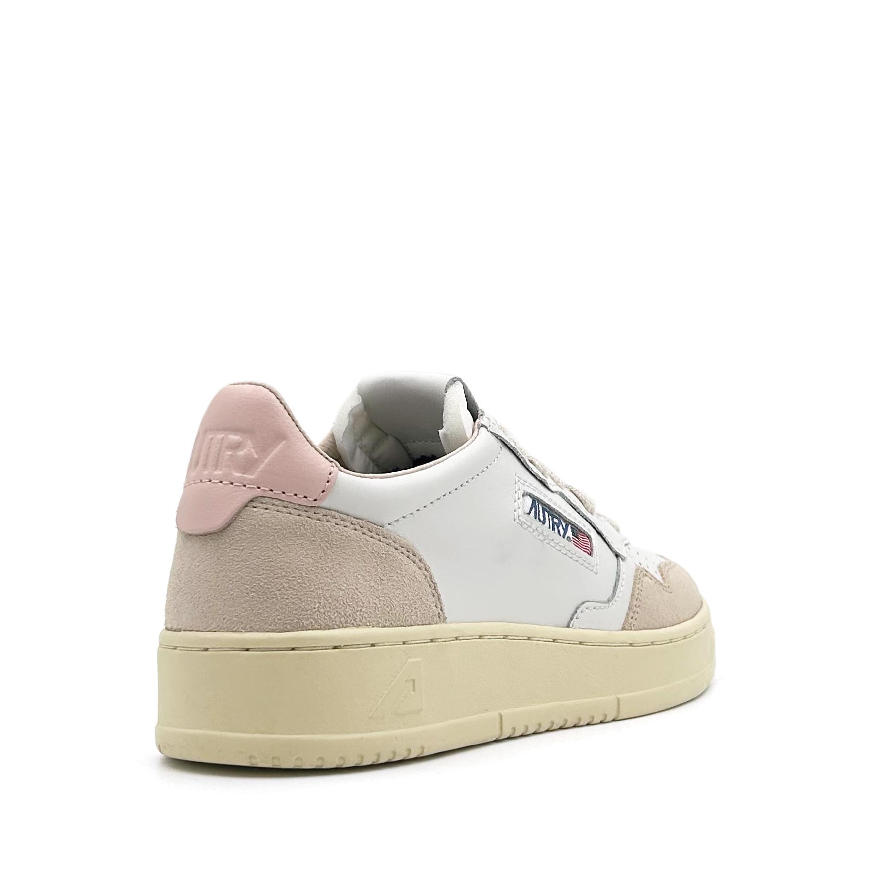 Medalist Low Women White Leather Powder Suede