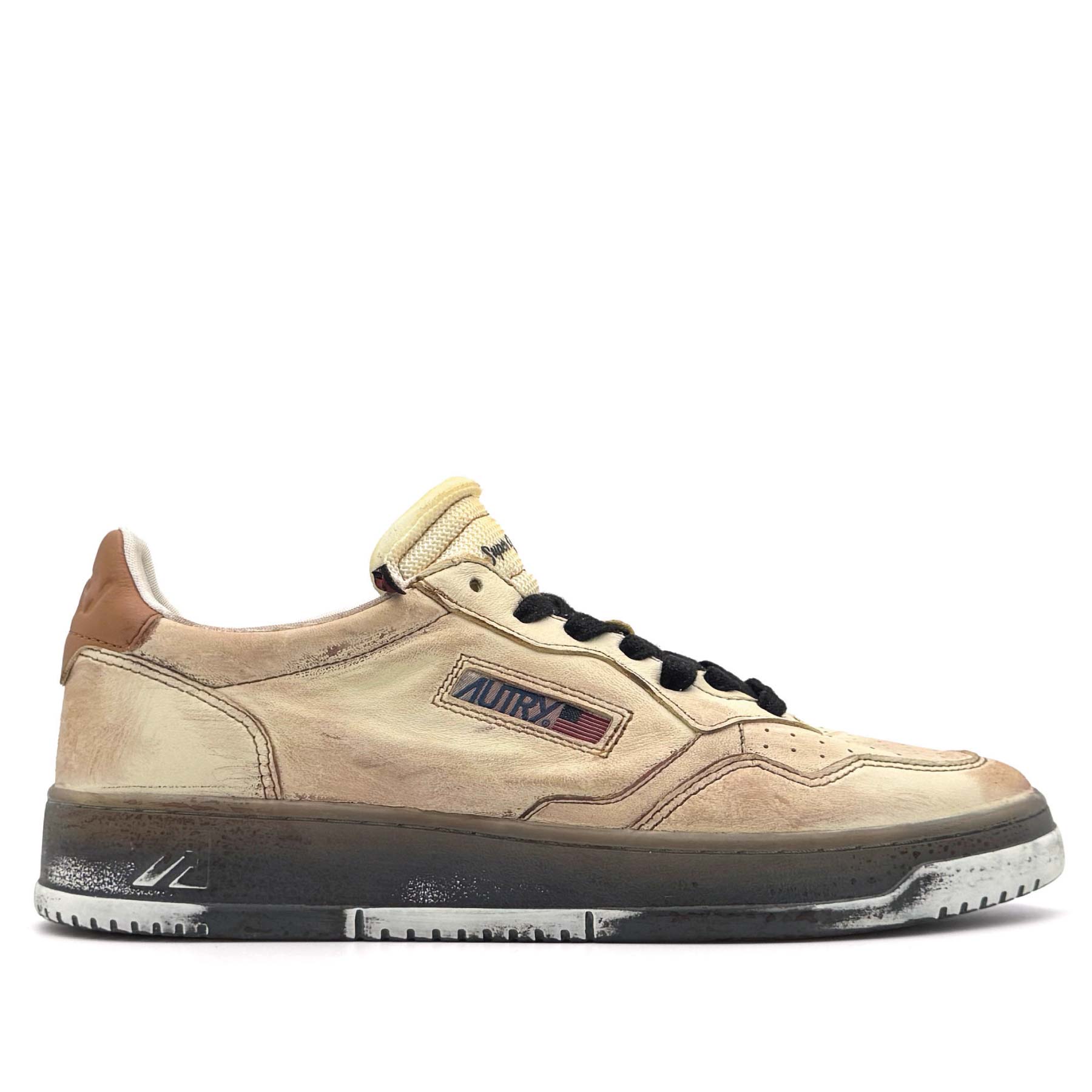 Super Vintage Low Man Leather Dated White Brown Sugar