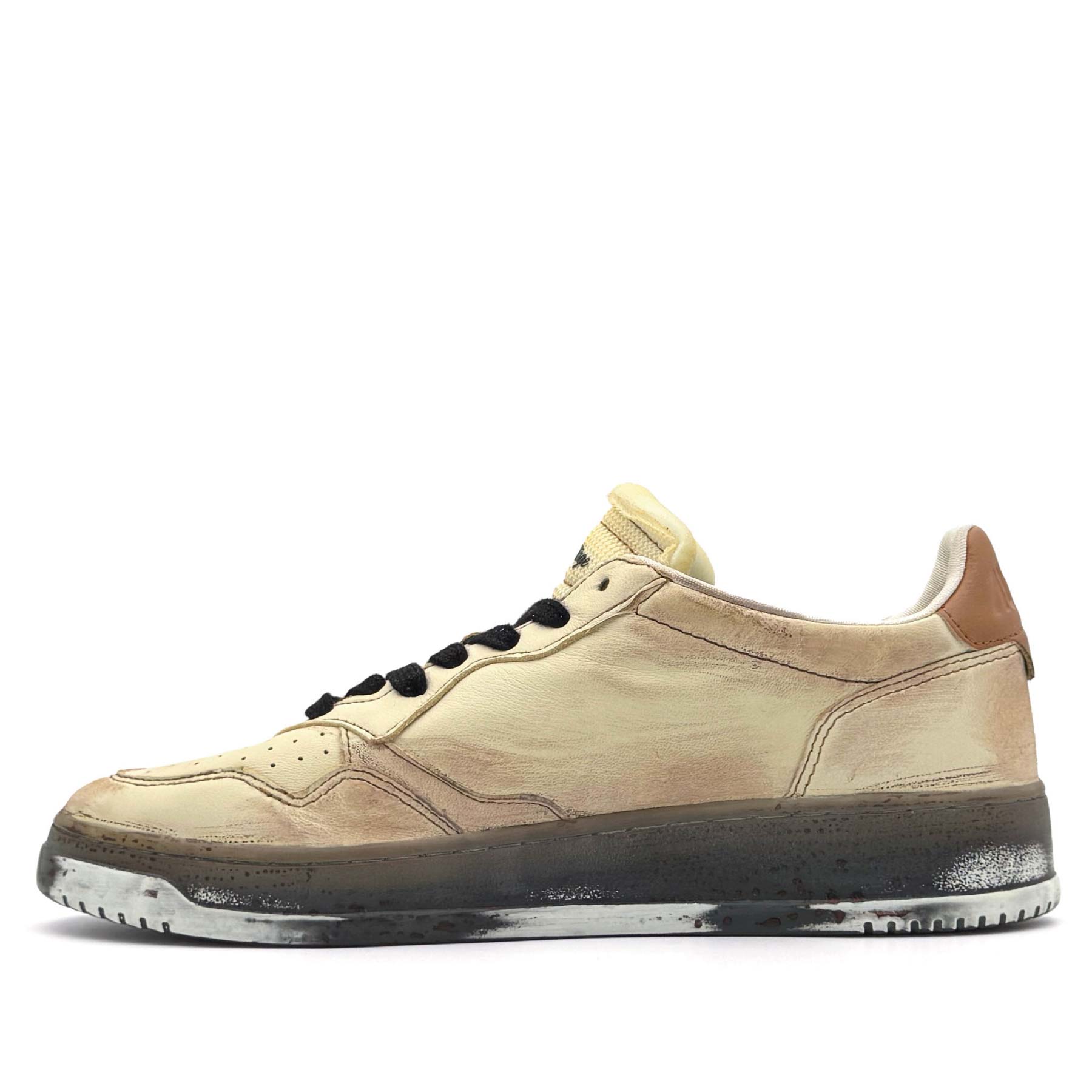 Super Vintage Low Man Leather Dated White Brown Sugar