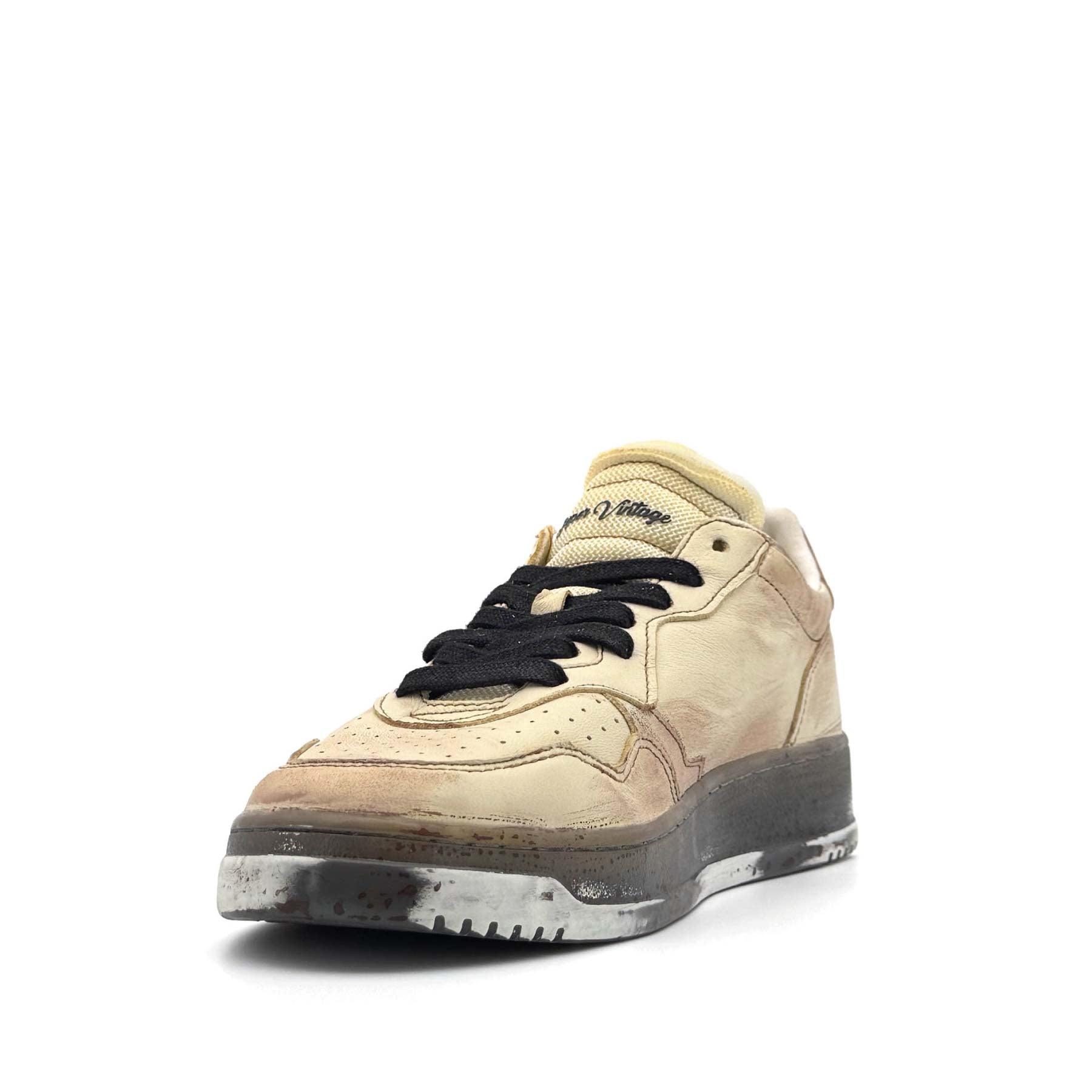 Super Vintage Low Man Leather Dated White Brown Sugar