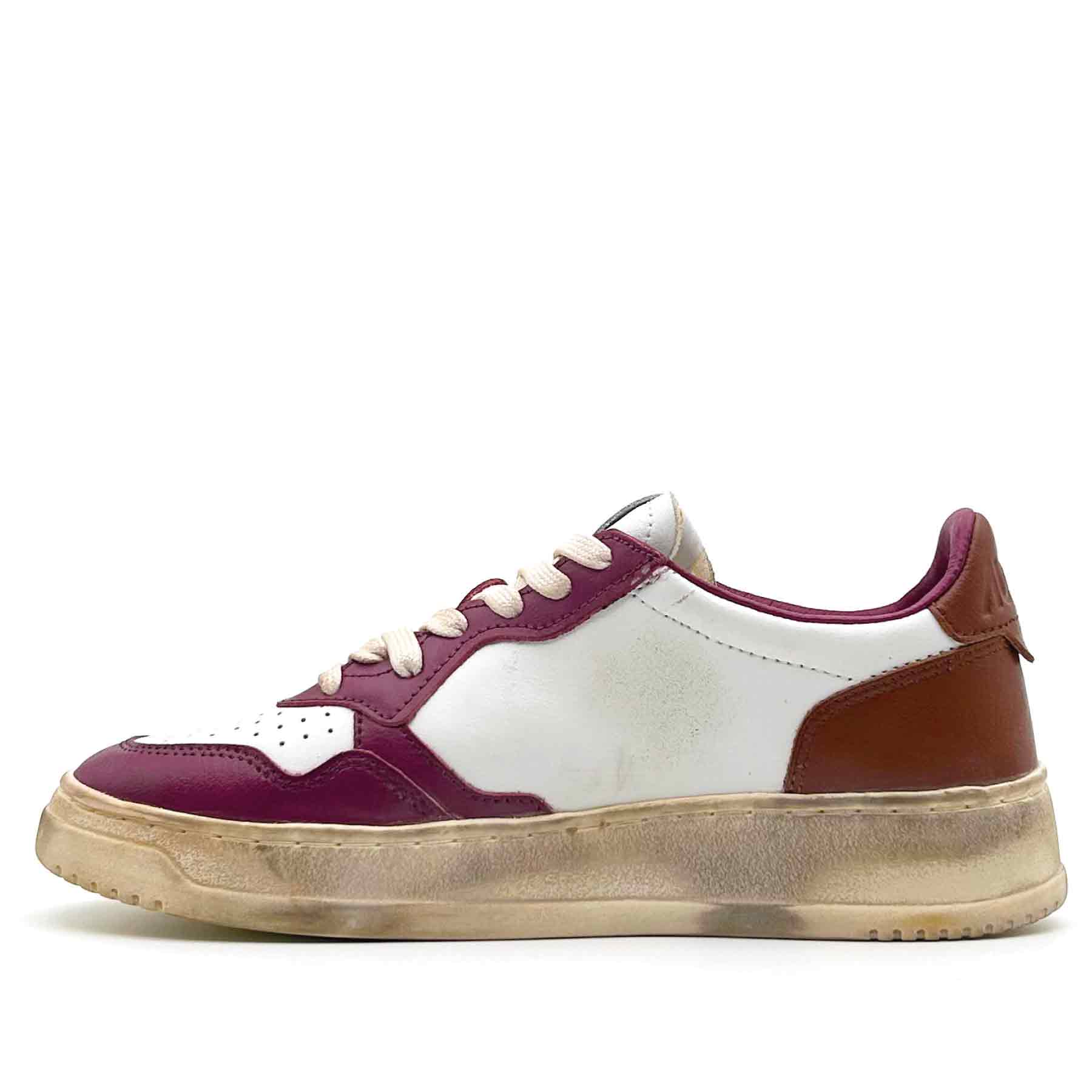 Super Vintage Low Women Leather Raspberry White Cshl