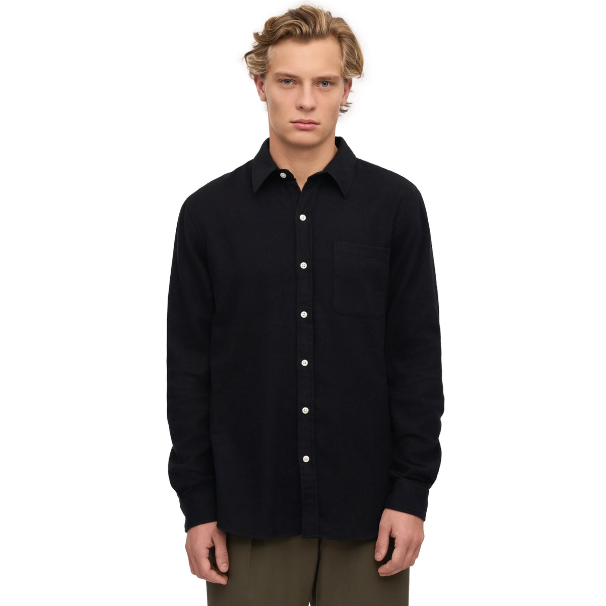 Organic Flannel Shirt Deep Black