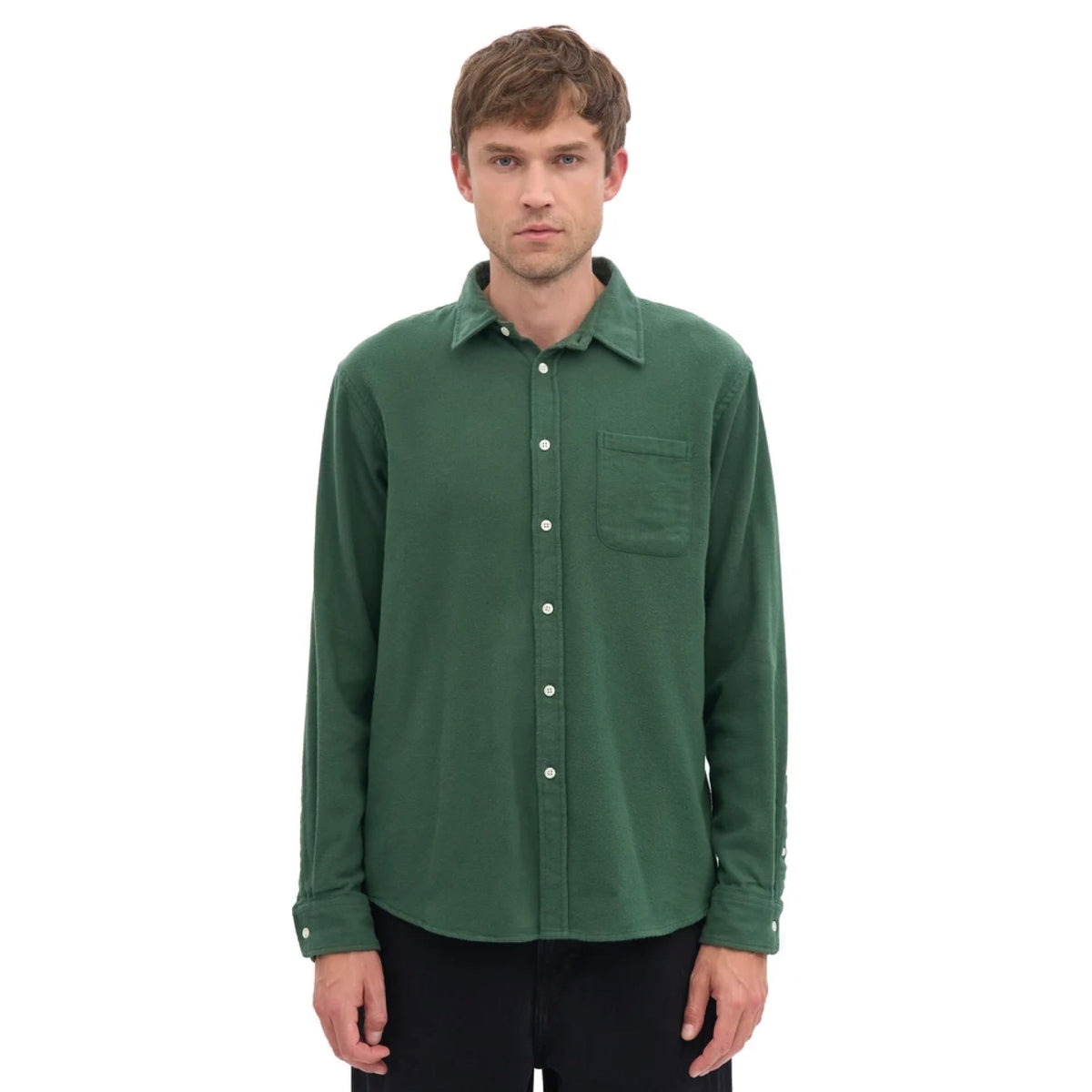 Organic Flannel Shirt Emerald Green