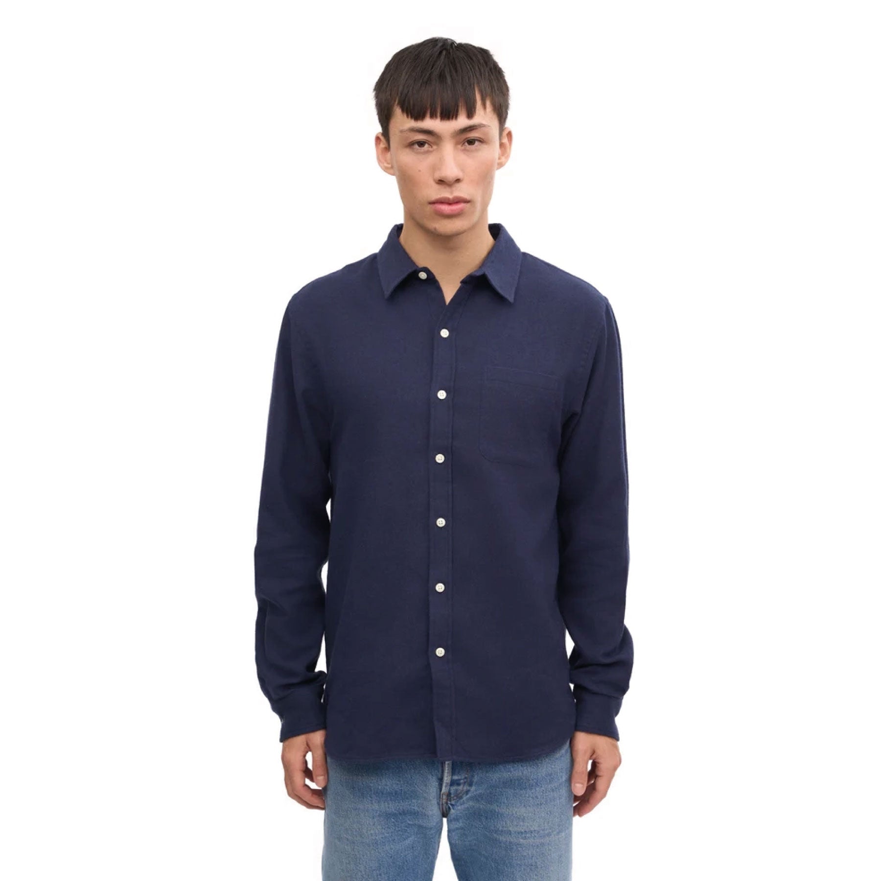 Organic Flannel Shirt Navy Blue