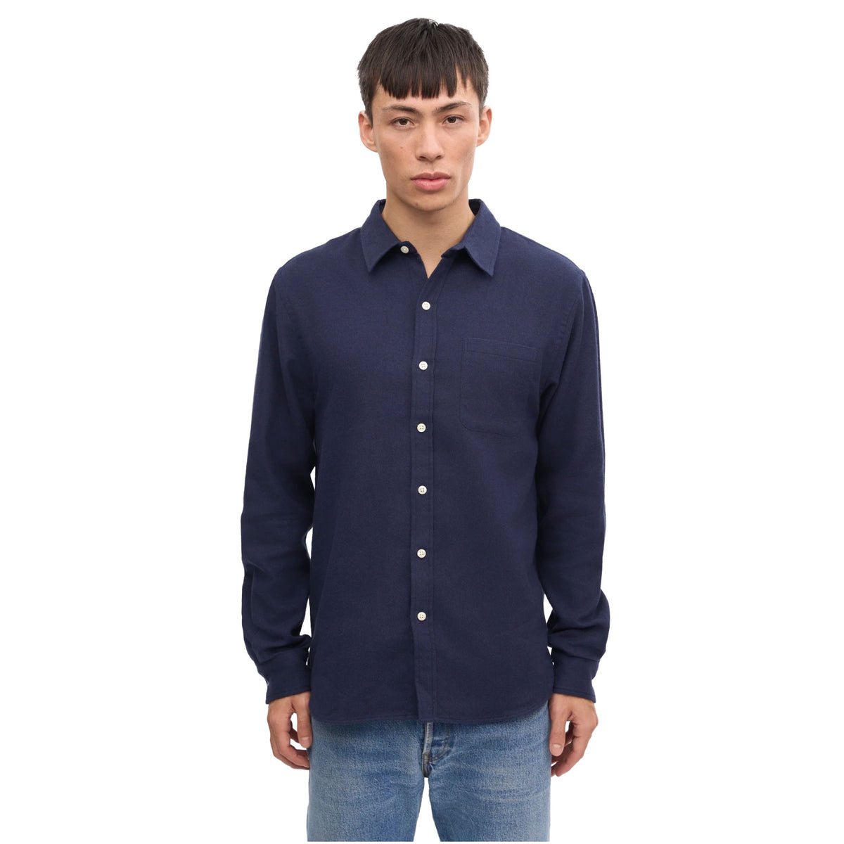 Organic Flannel Shirt Navy Blue