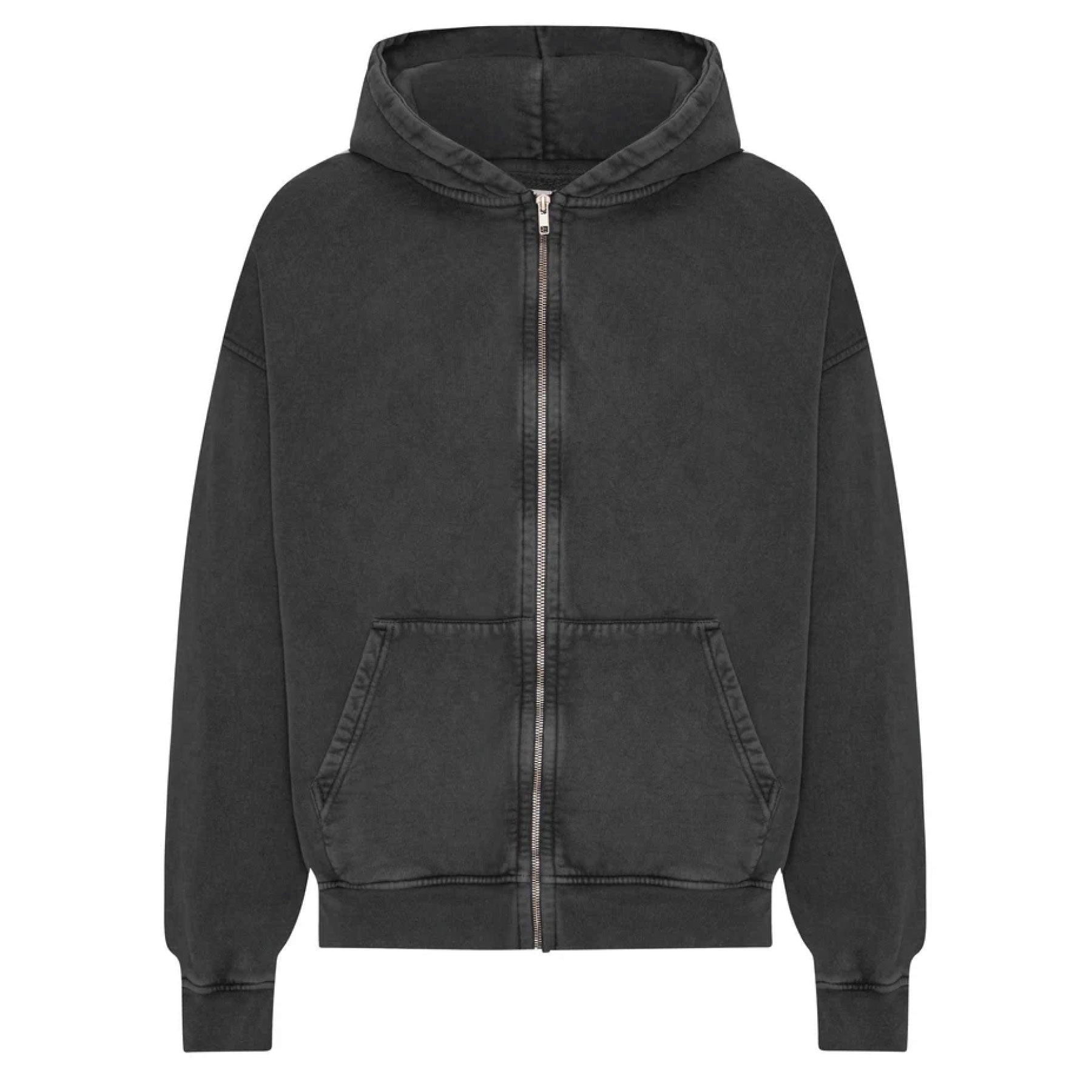 Organic Oversized Zip Hood Faded Black