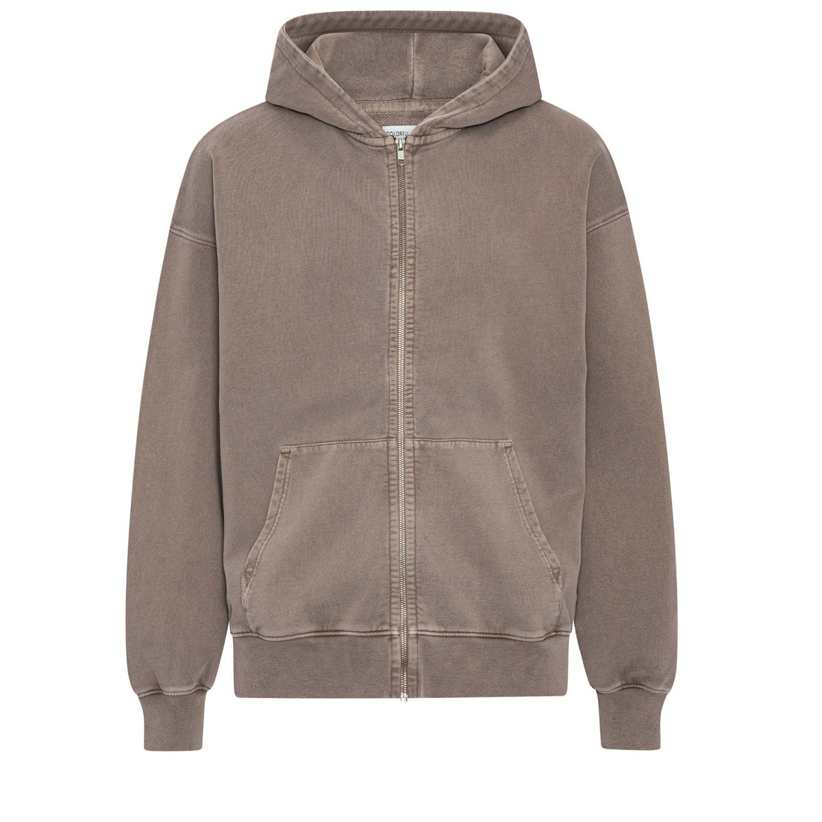 Organic Oversized Zip Hood Faded Khaki