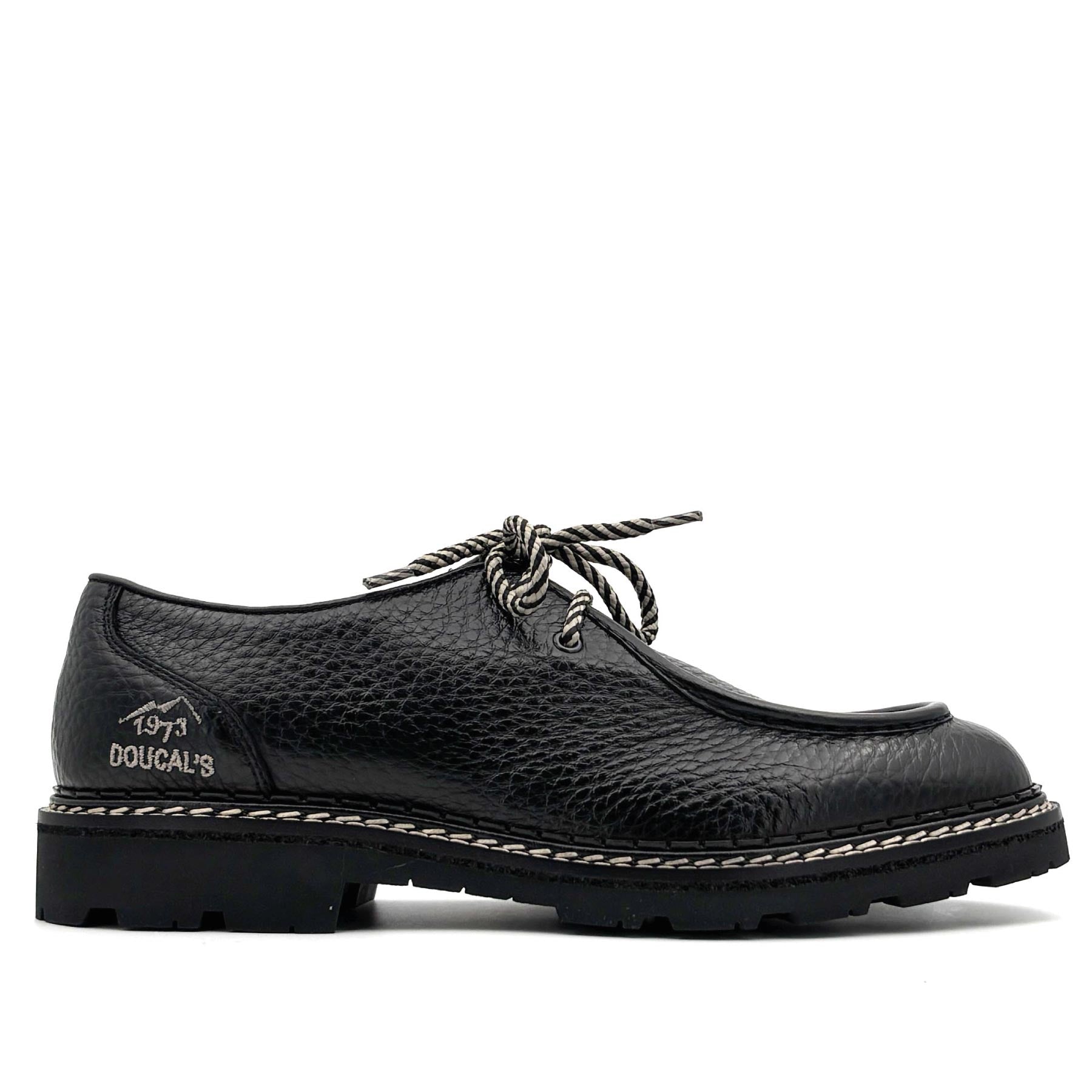 Black Two-Hole Leather Lace-Up Belvedere
