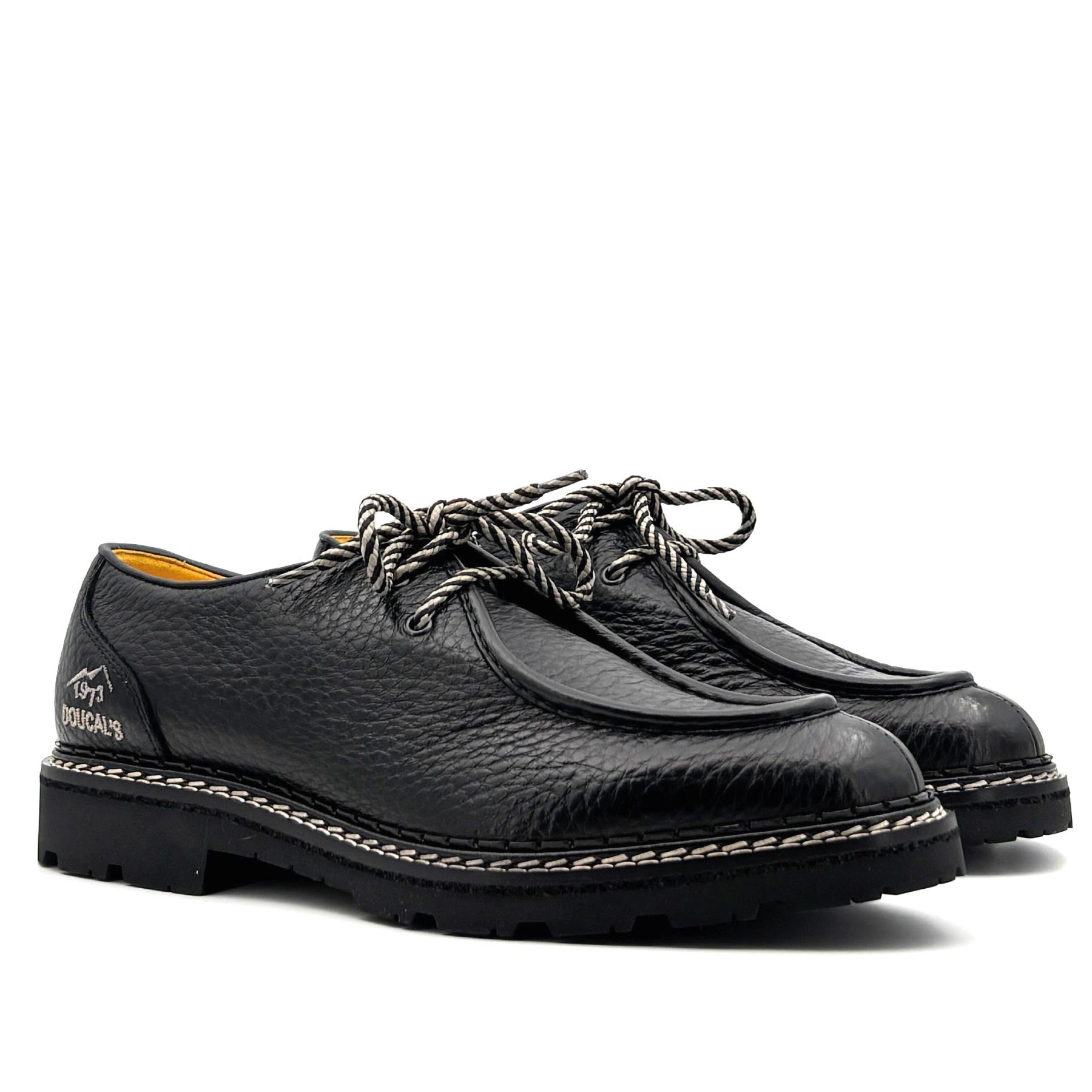 Black Two-Hole Leather Lace-Up Belvedere