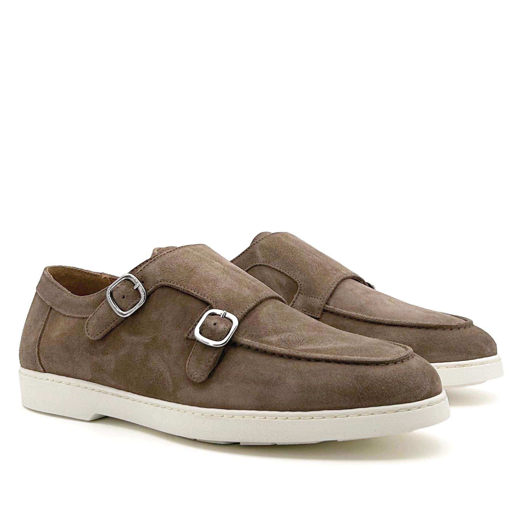 Double-Buckle Cocoa Suede