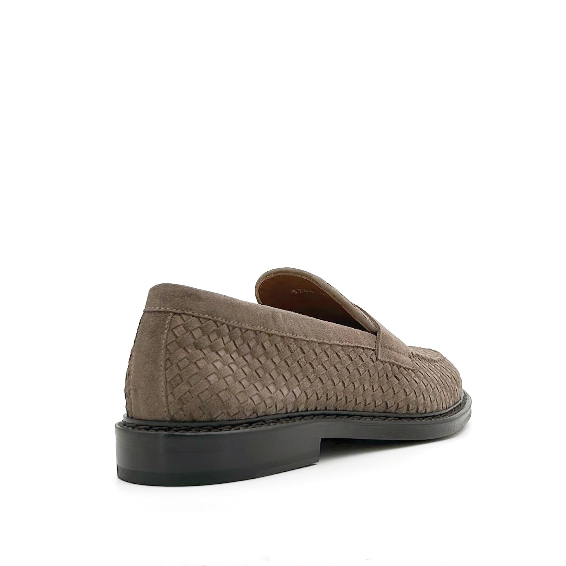 Penny Loafer Woven Suede Taupe