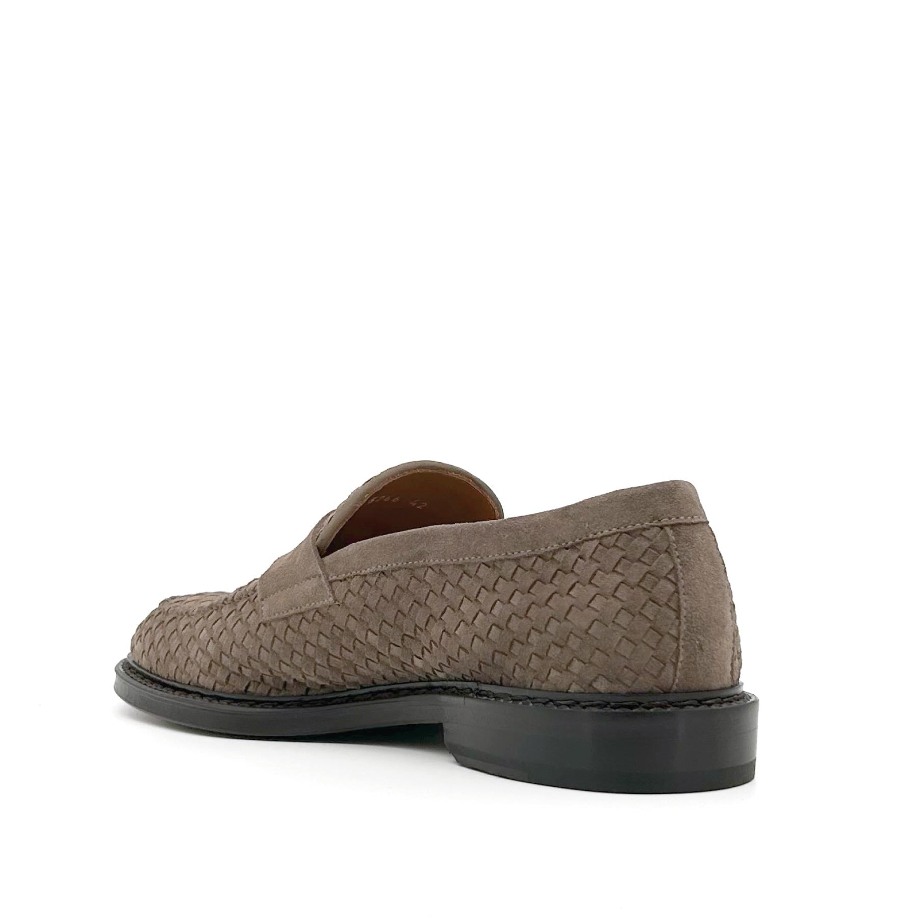 Penny Loafer Woven Suede Taupe
