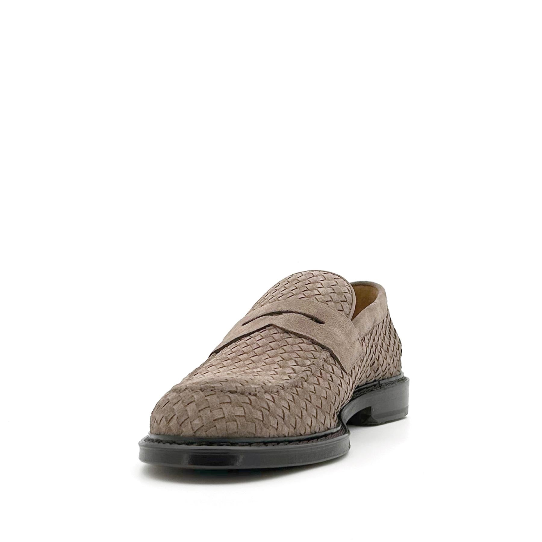 Penny Loafer Woven Suede Taupe