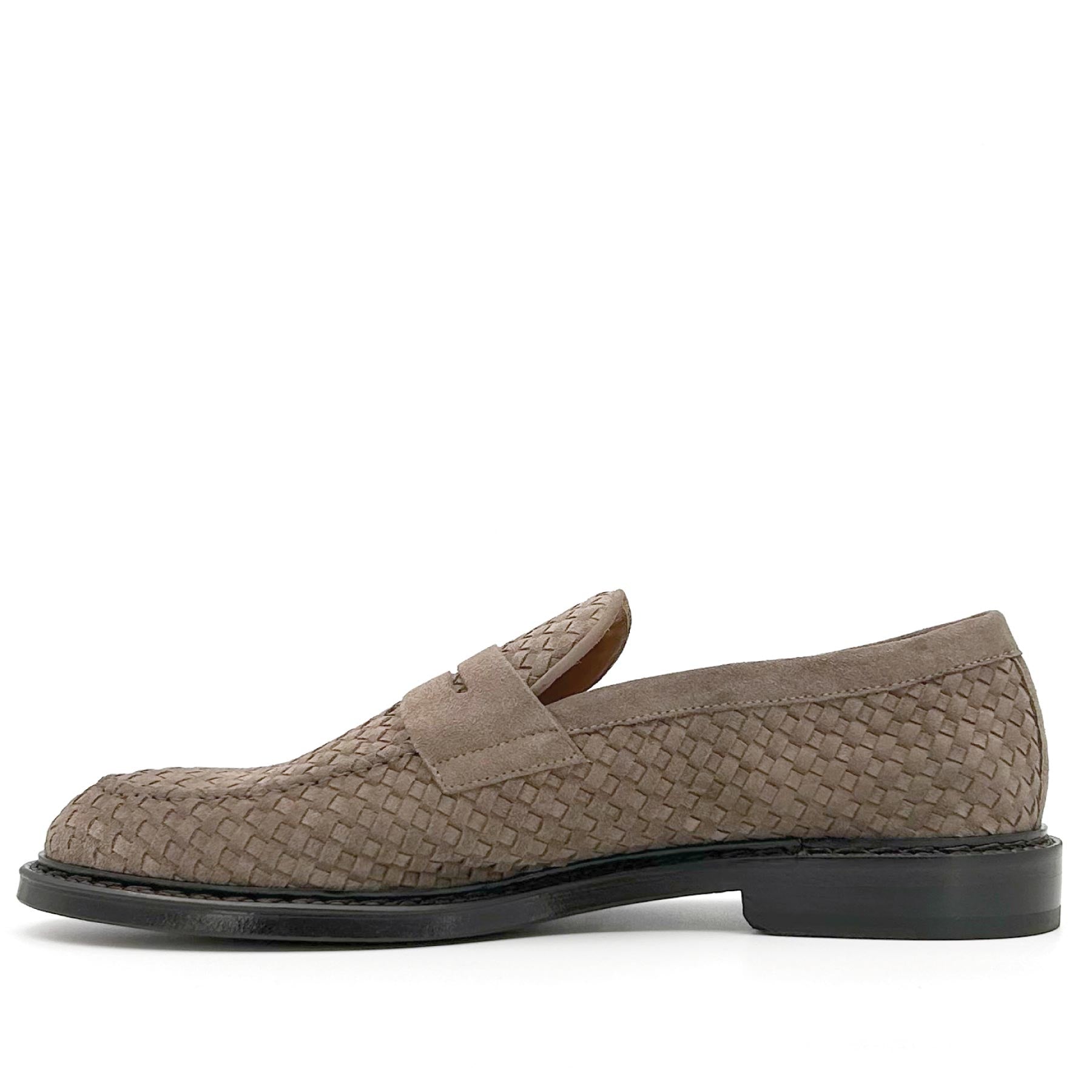 Penny Loafer Woven Suede Taupe