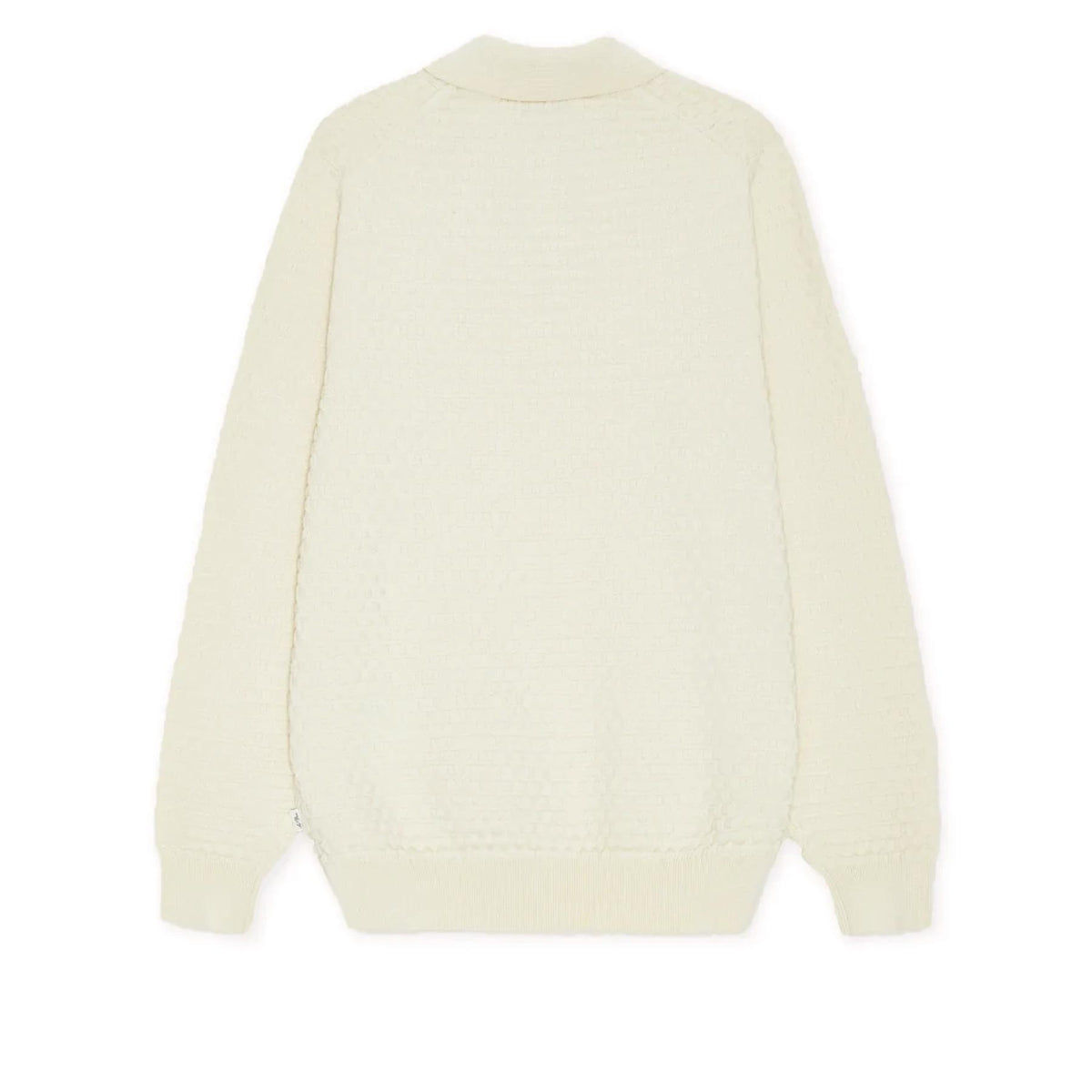 Check Structure Knitted LS Polo Light Ivory