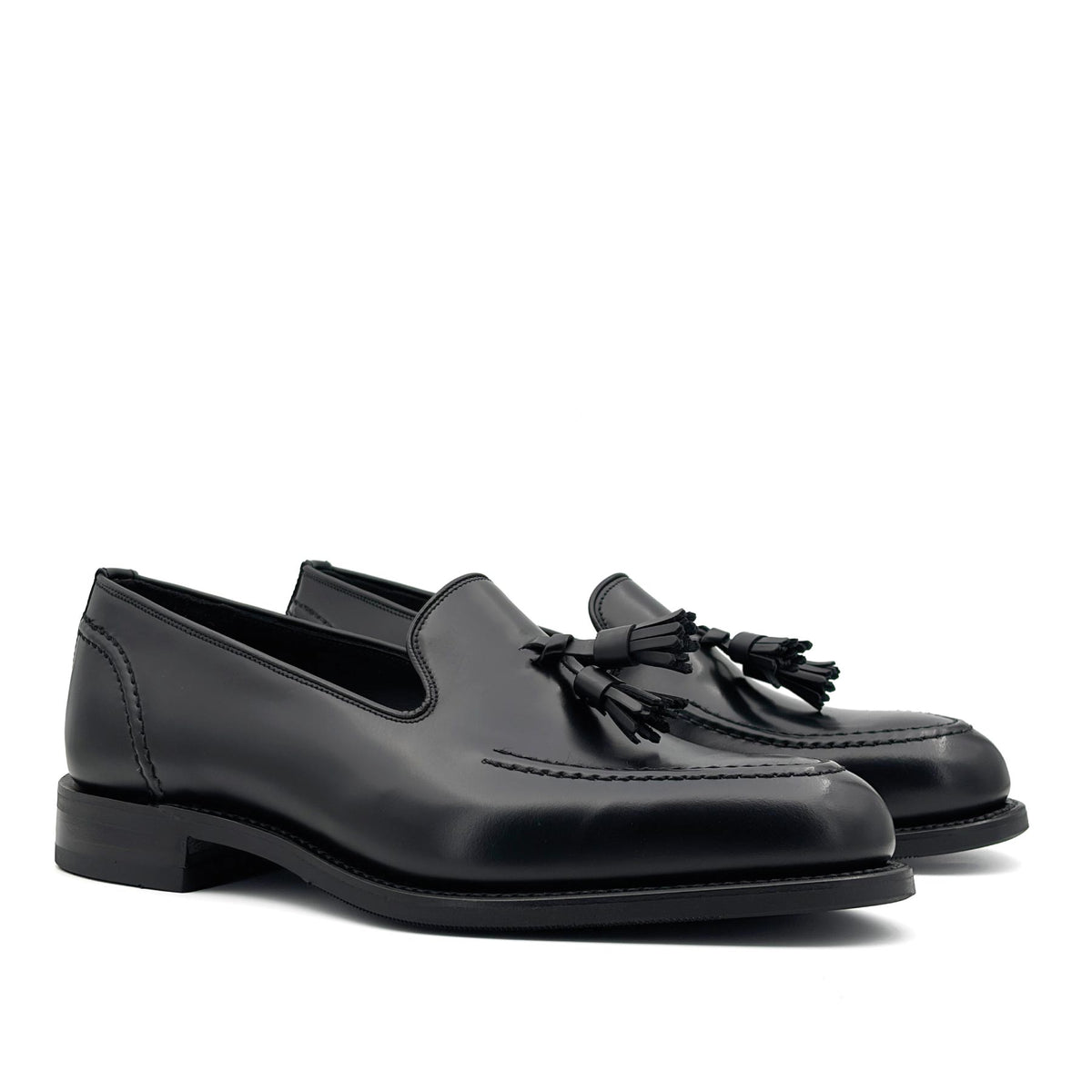 Brunel Black Polished Tassel Loafer