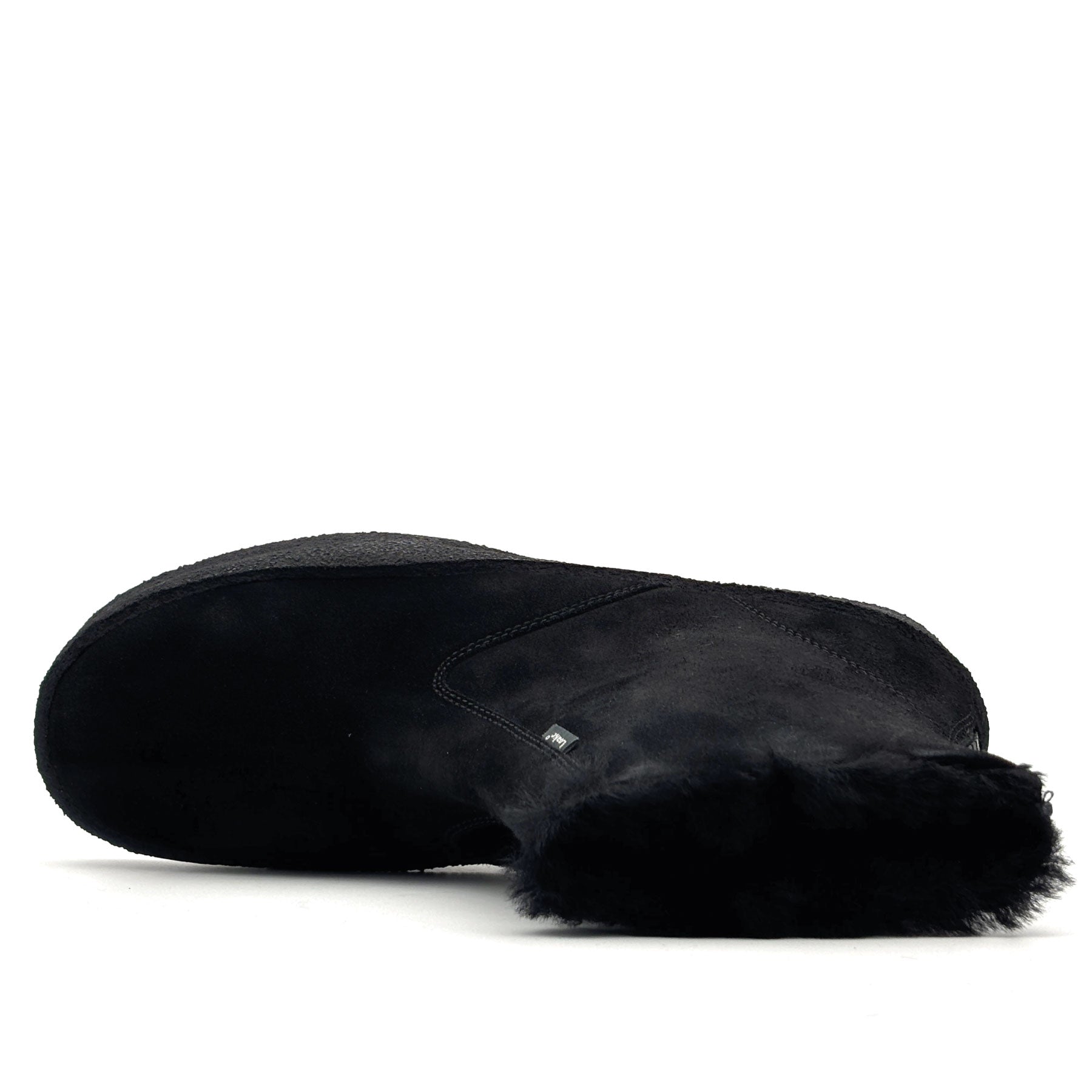 Curling Shearling Boot Black Suede