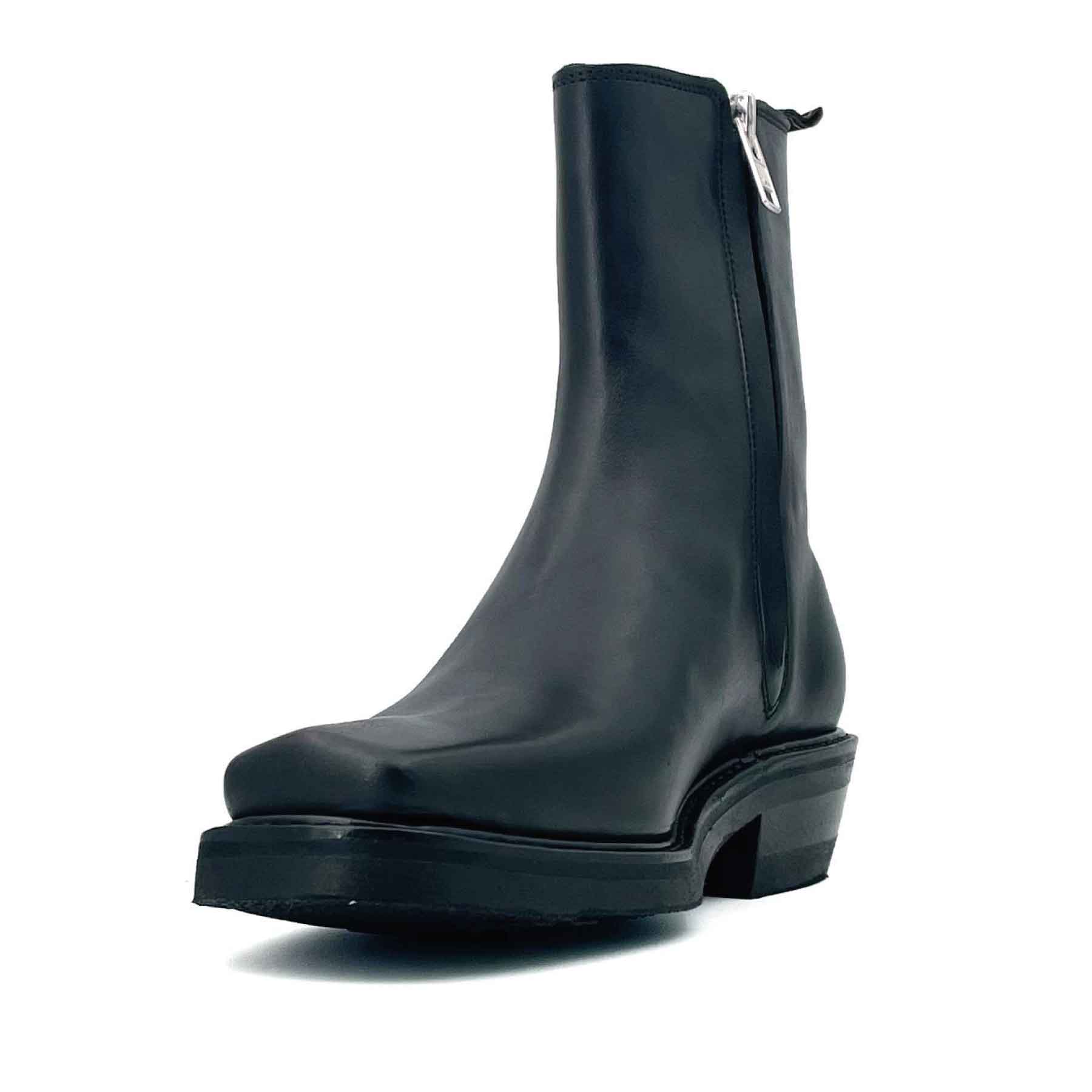 Square Zip-Up Chelsea Box Calf Black