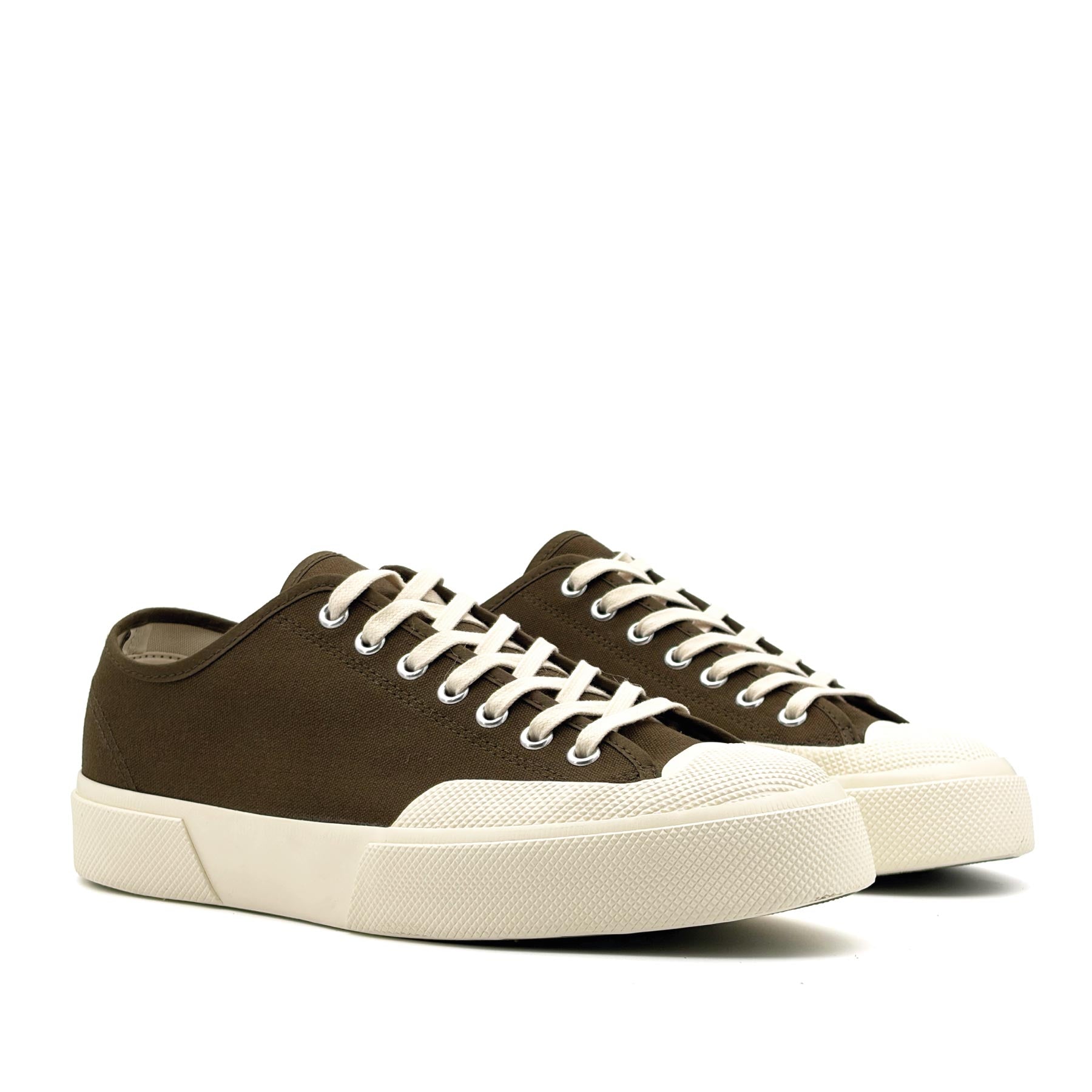 2432 Works Low Cut Cotton Canvas Green Olive White