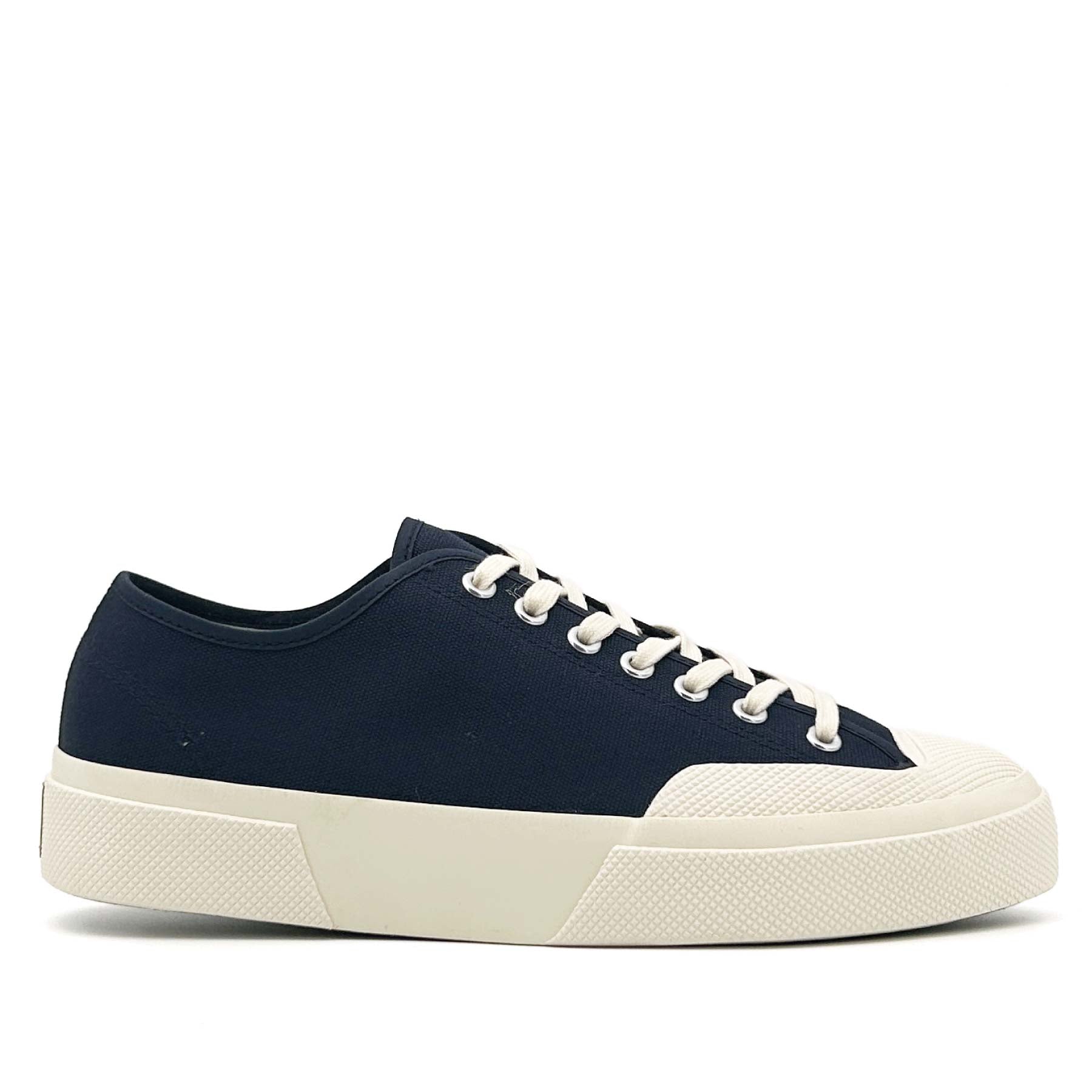 2432 Works Low Cut Cotton Canvas Navy Off White