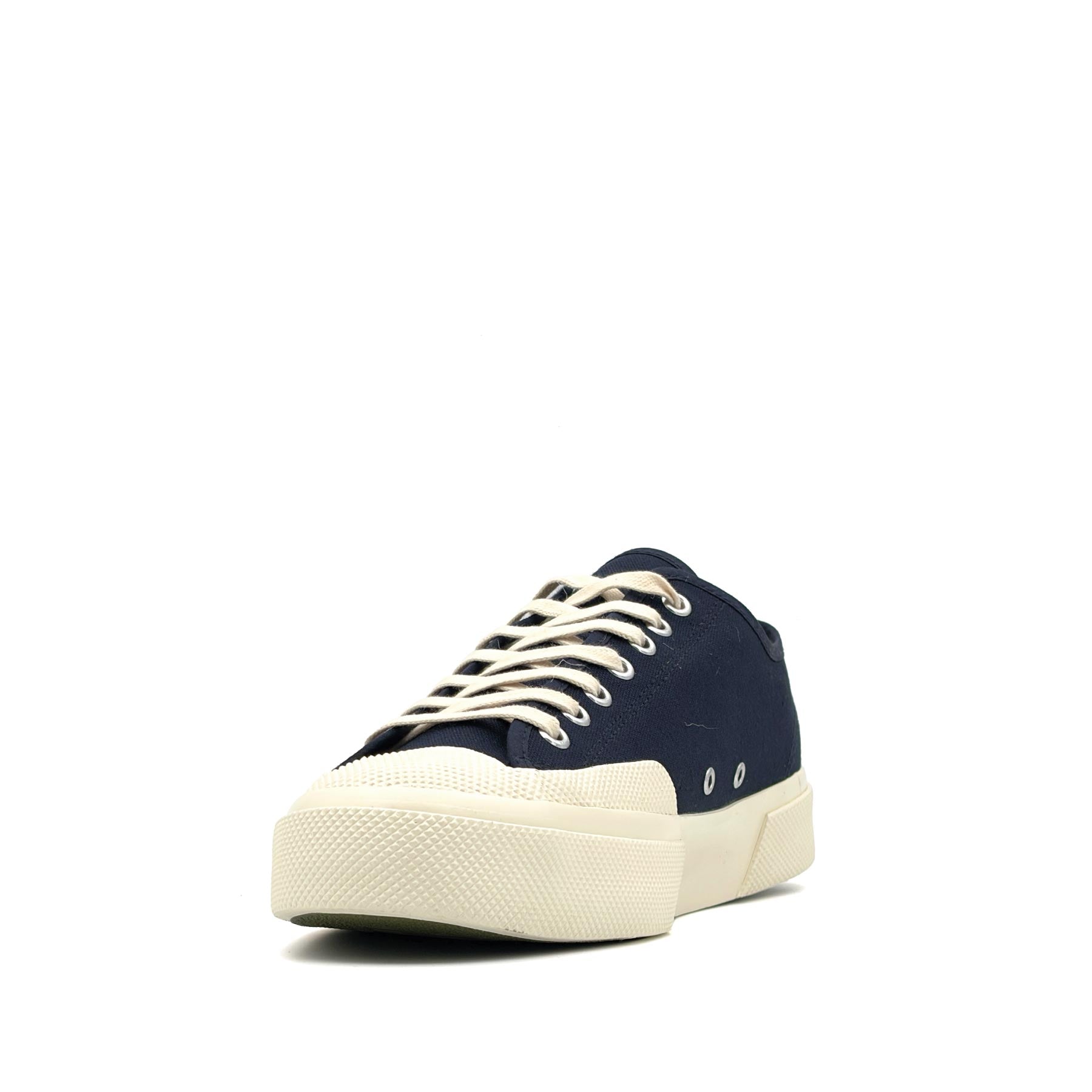 2432 Works Low Cut Cotton Canvas Navy Off White