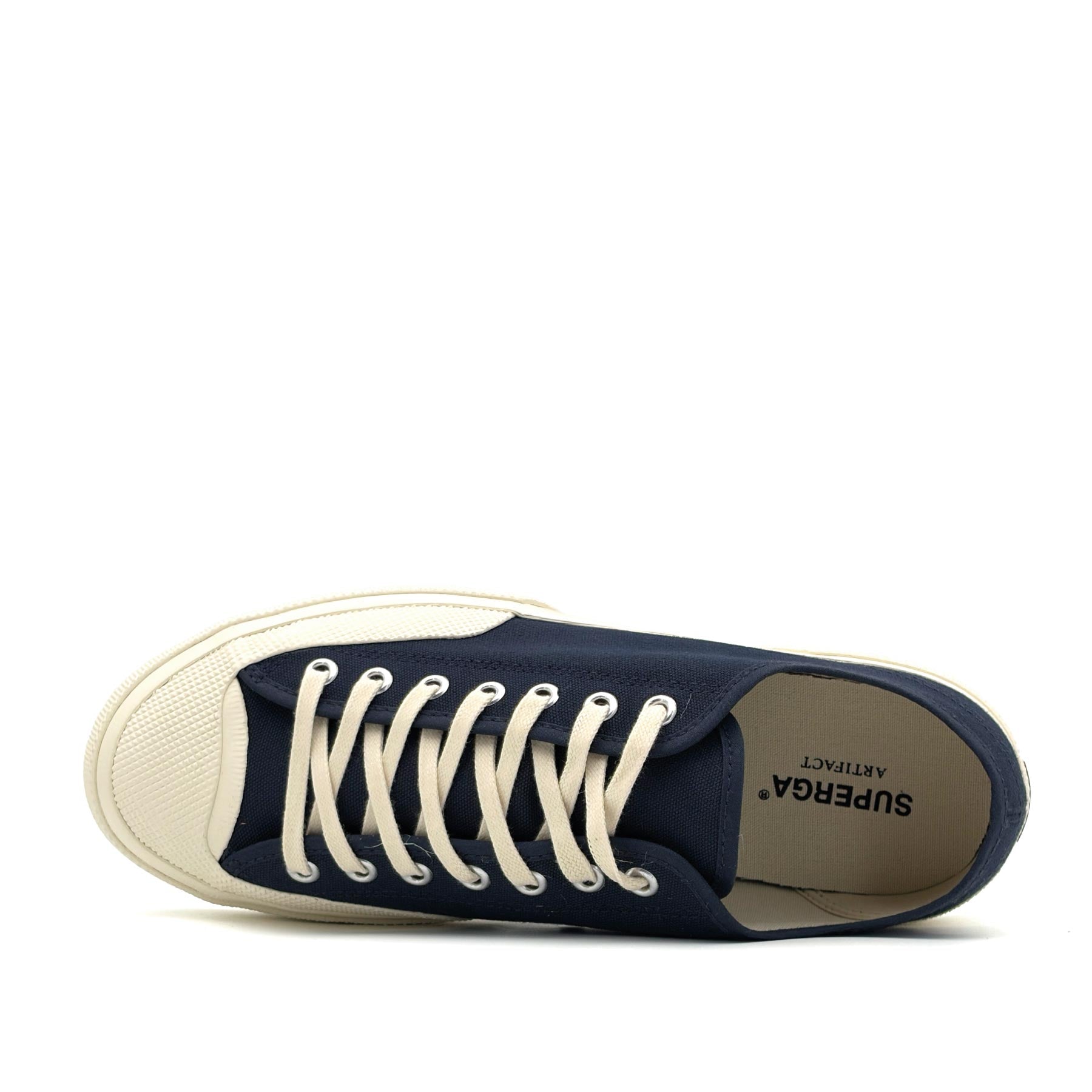 2432 Works Low Cut Cotton Canvas Navy Off White