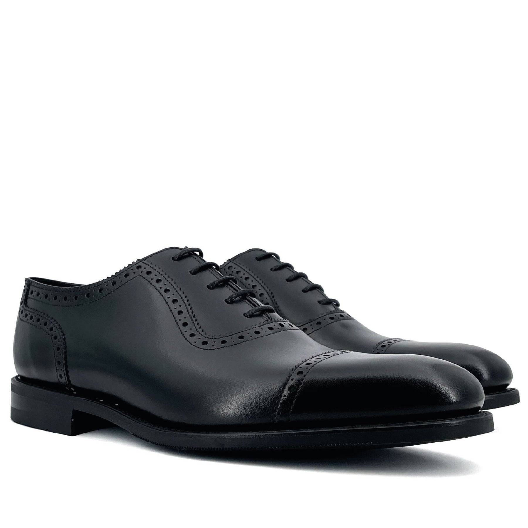 Fleet Black Calf Semi-Brogue Oxford