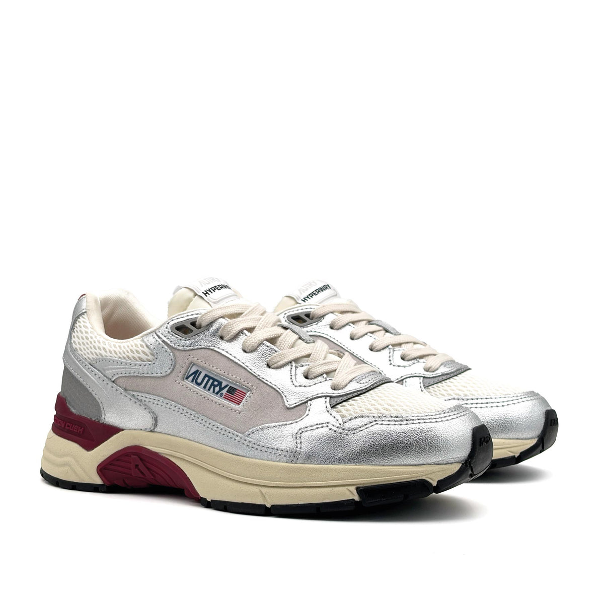 Hyperway Low Women Leather Suede Mesh Silver Syra