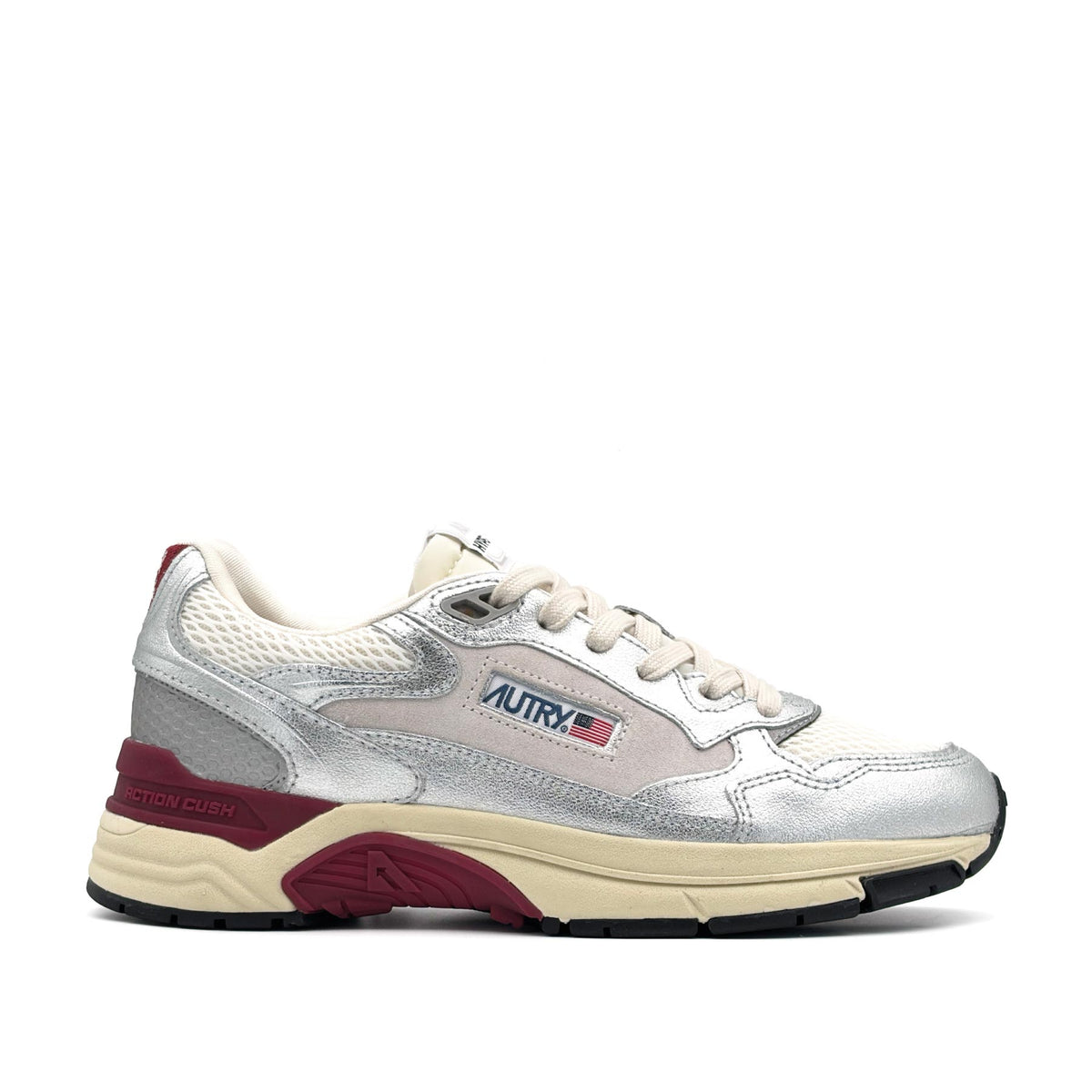 Hyperway Low Women Leather Suede Mesh Silver Syra