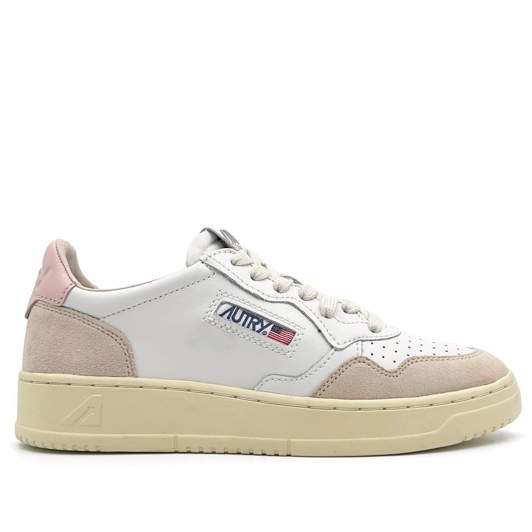 Medalist Low Women White Leather Powder Suede