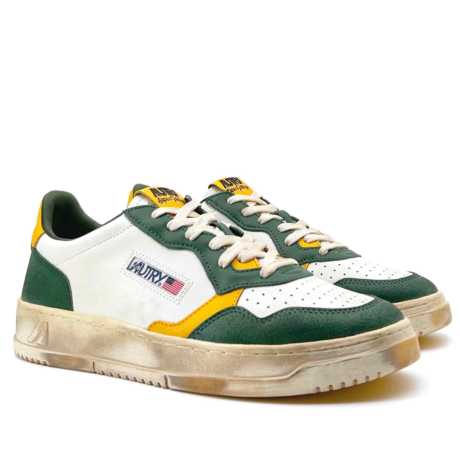 Super Vintage Low Man Leather Green Yellow White