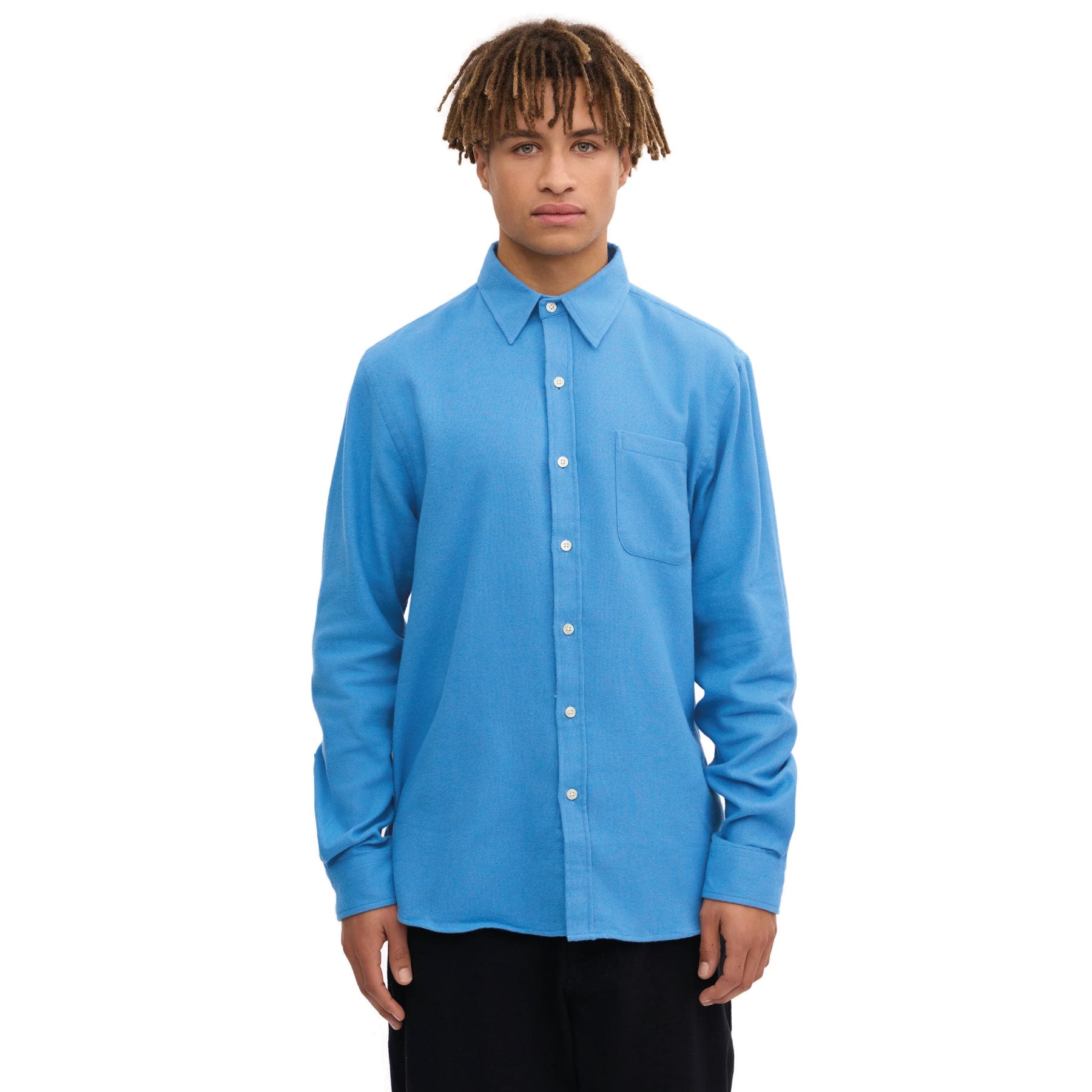 Organic Flannel Shirt Pacific Blue