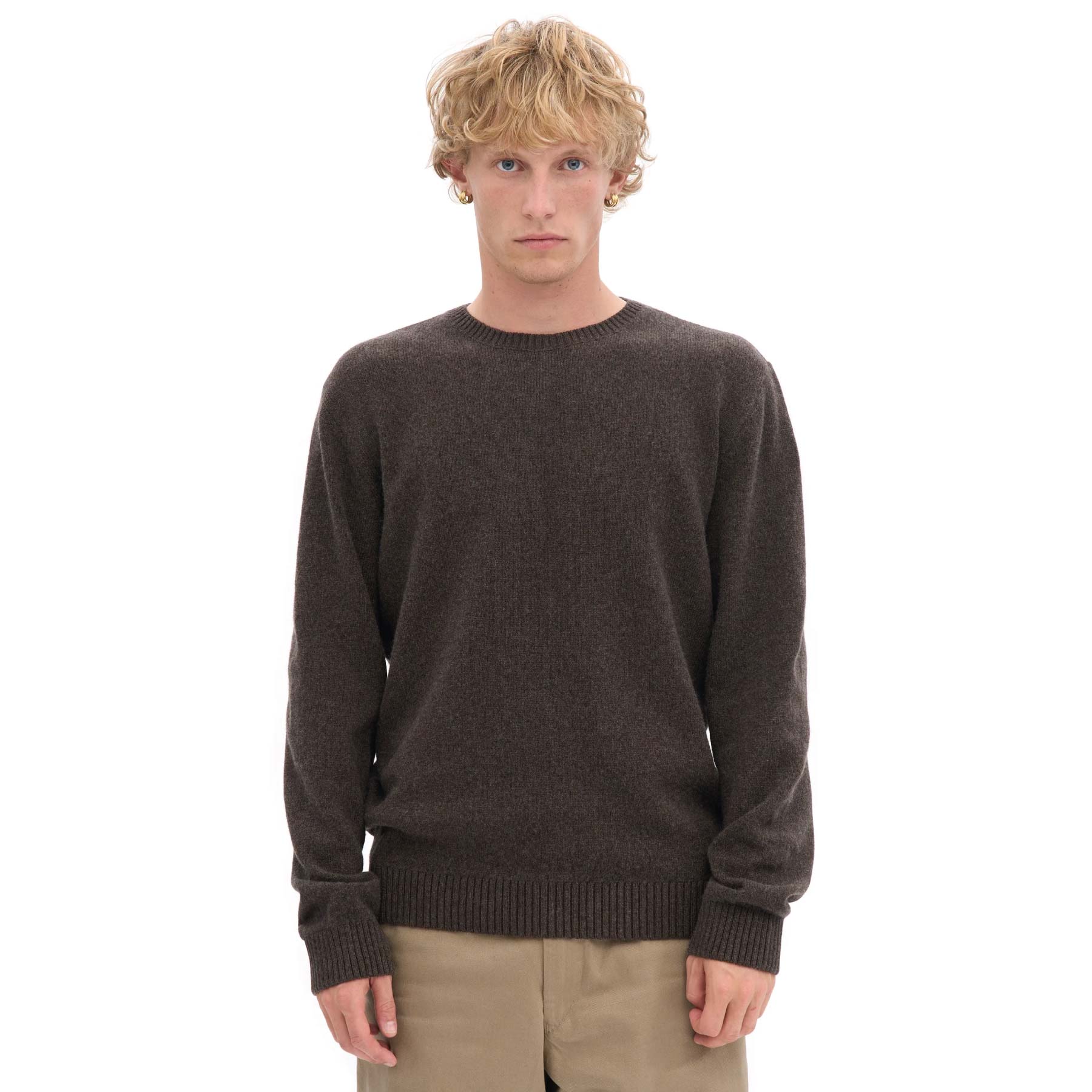 Classic Merino Wool Crew Coffee Brown