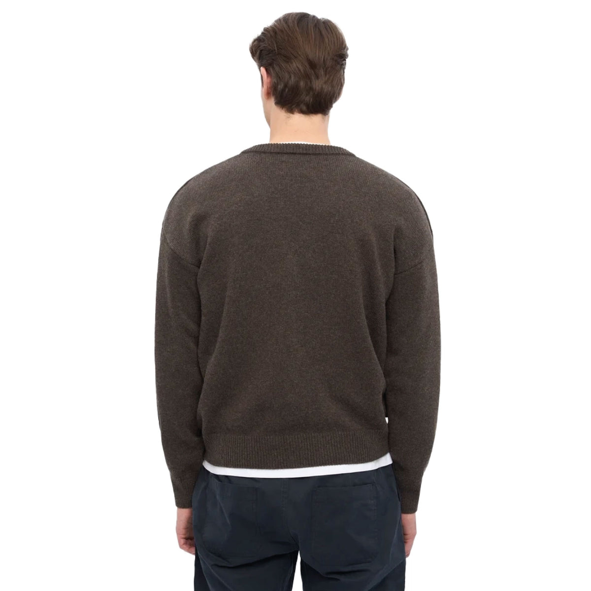 Merino Wool V-Neck Cardigan Coffee Brown