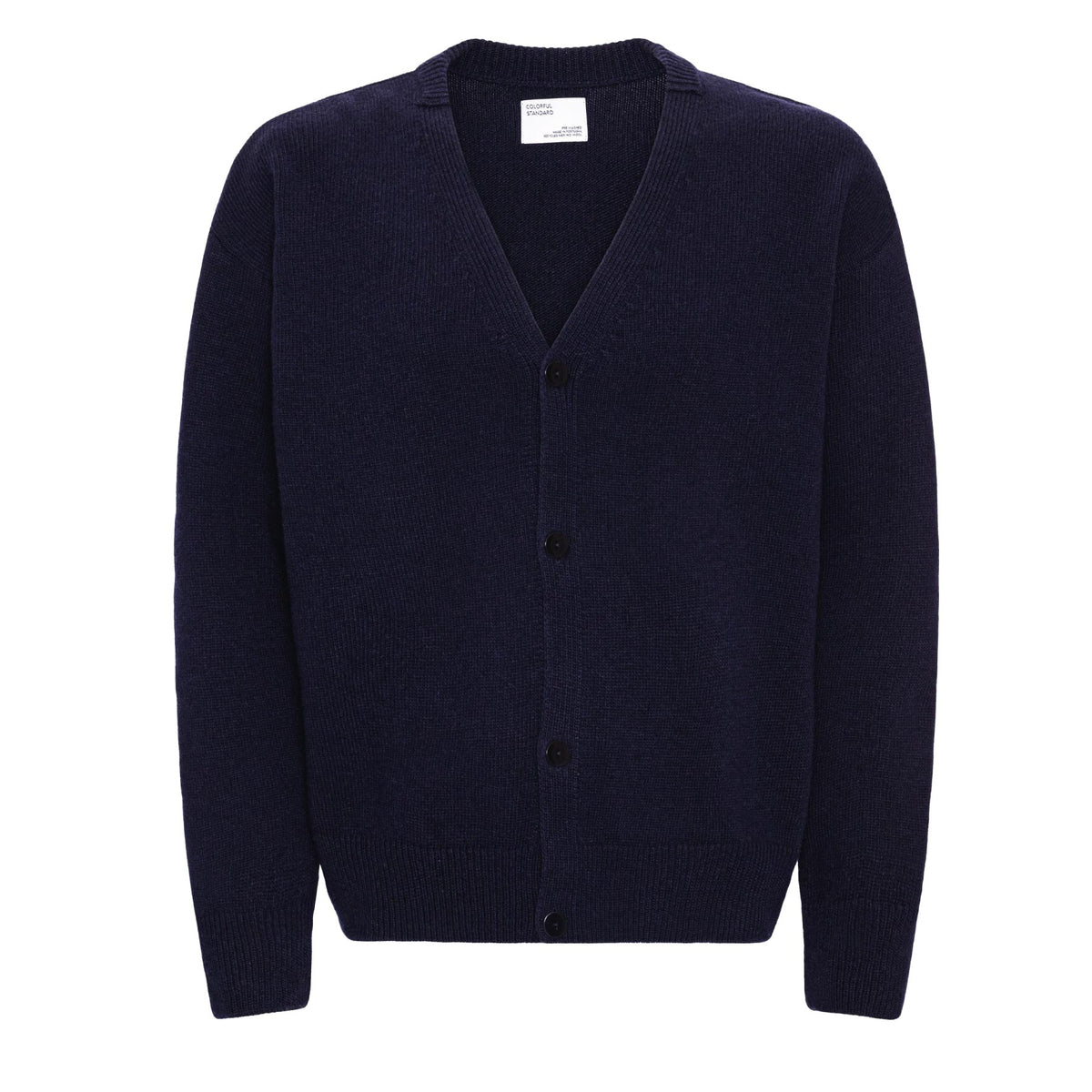 Merino Wool V-Neck Cardigan Navy Blue