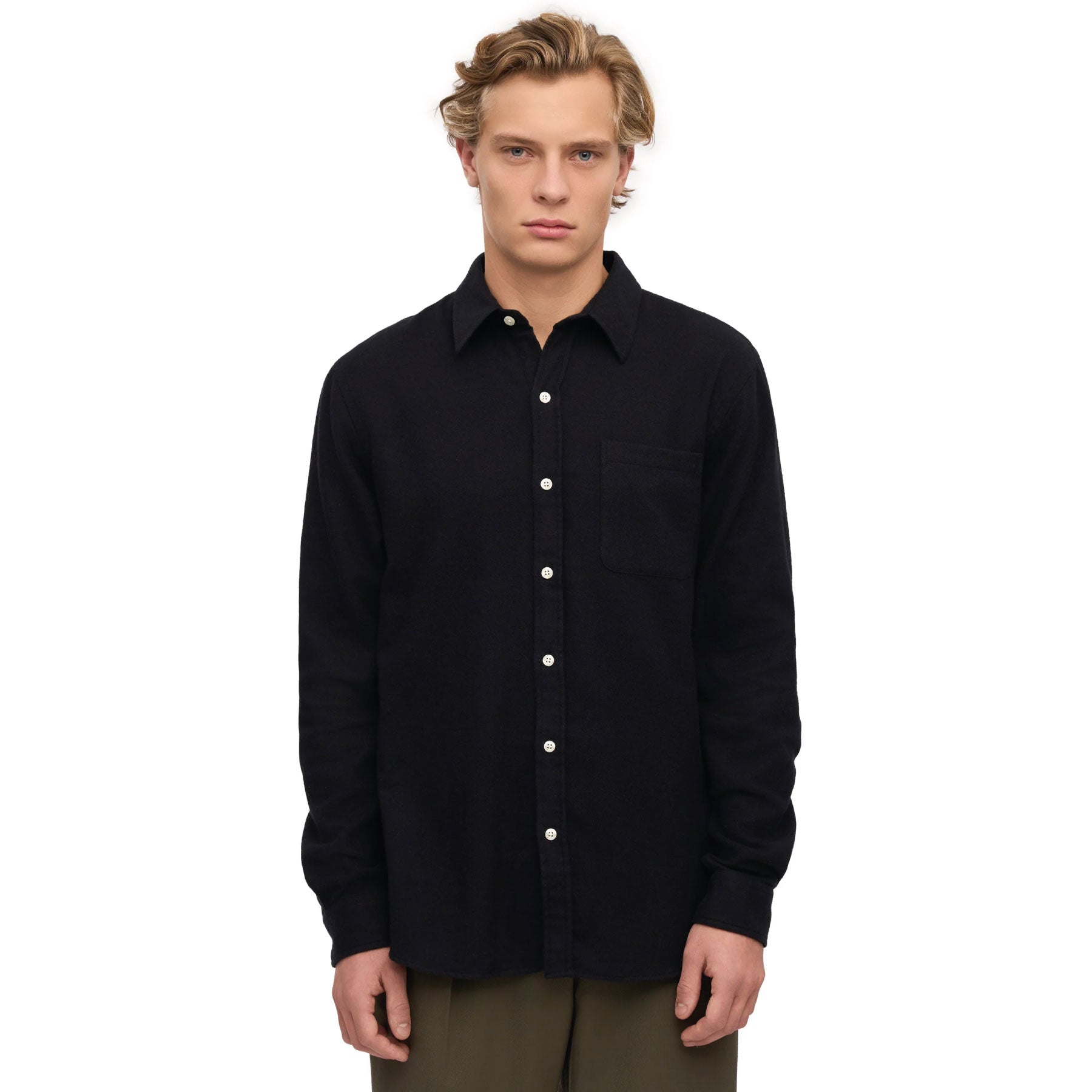 Organic Flannel Shirt Deep Black