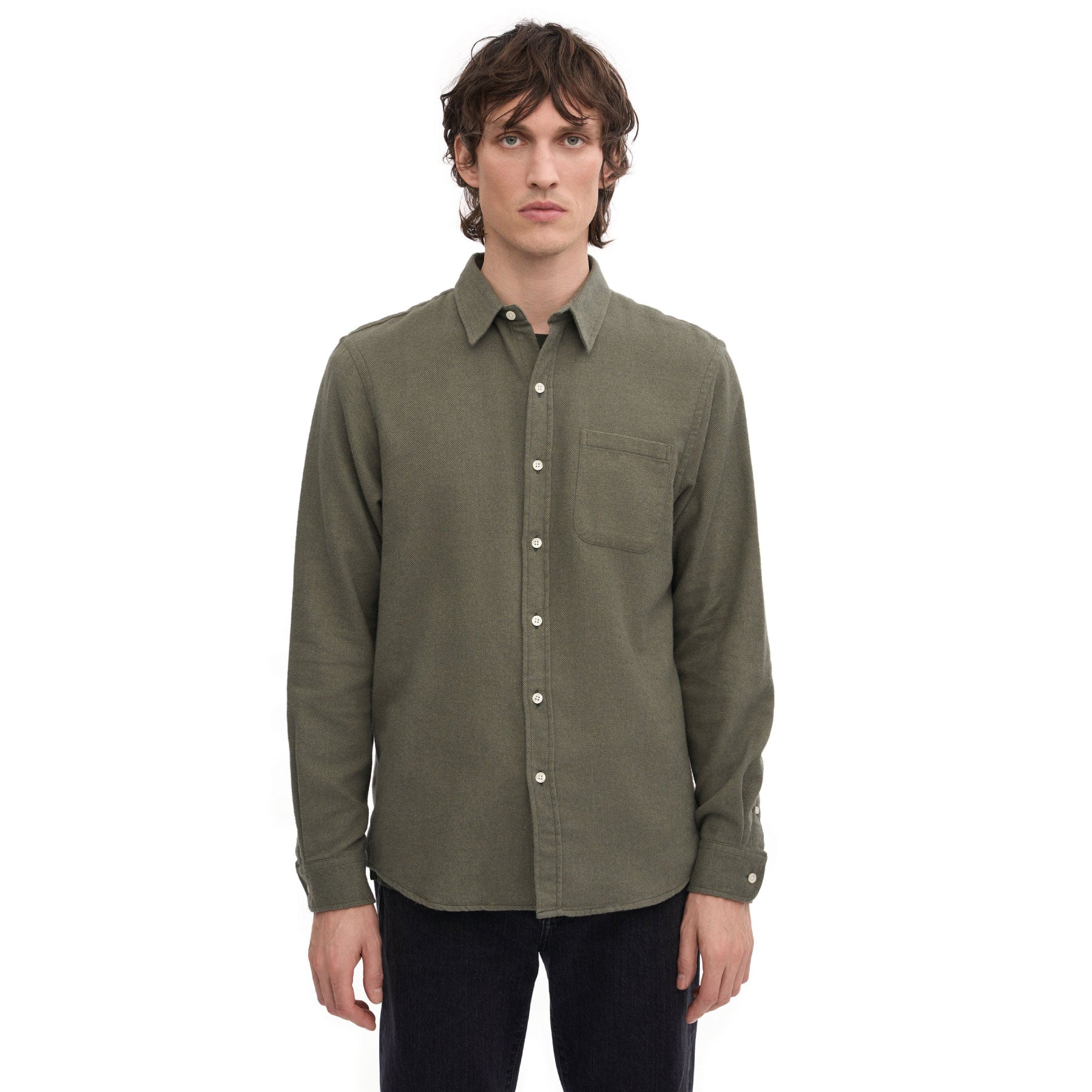 Organic Flannel Shirt Dusty Olive