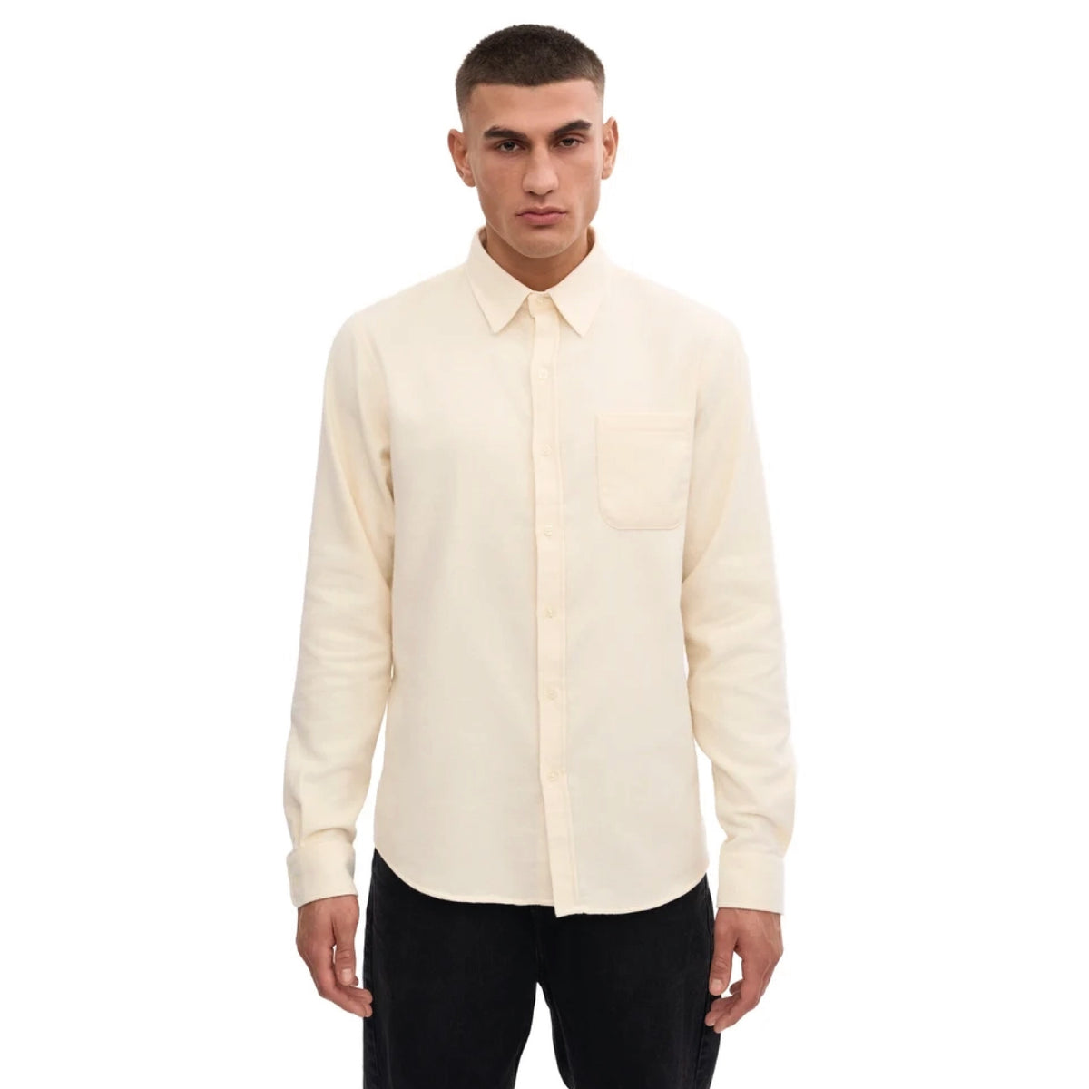 Organic Flannel Shirt Ivory White