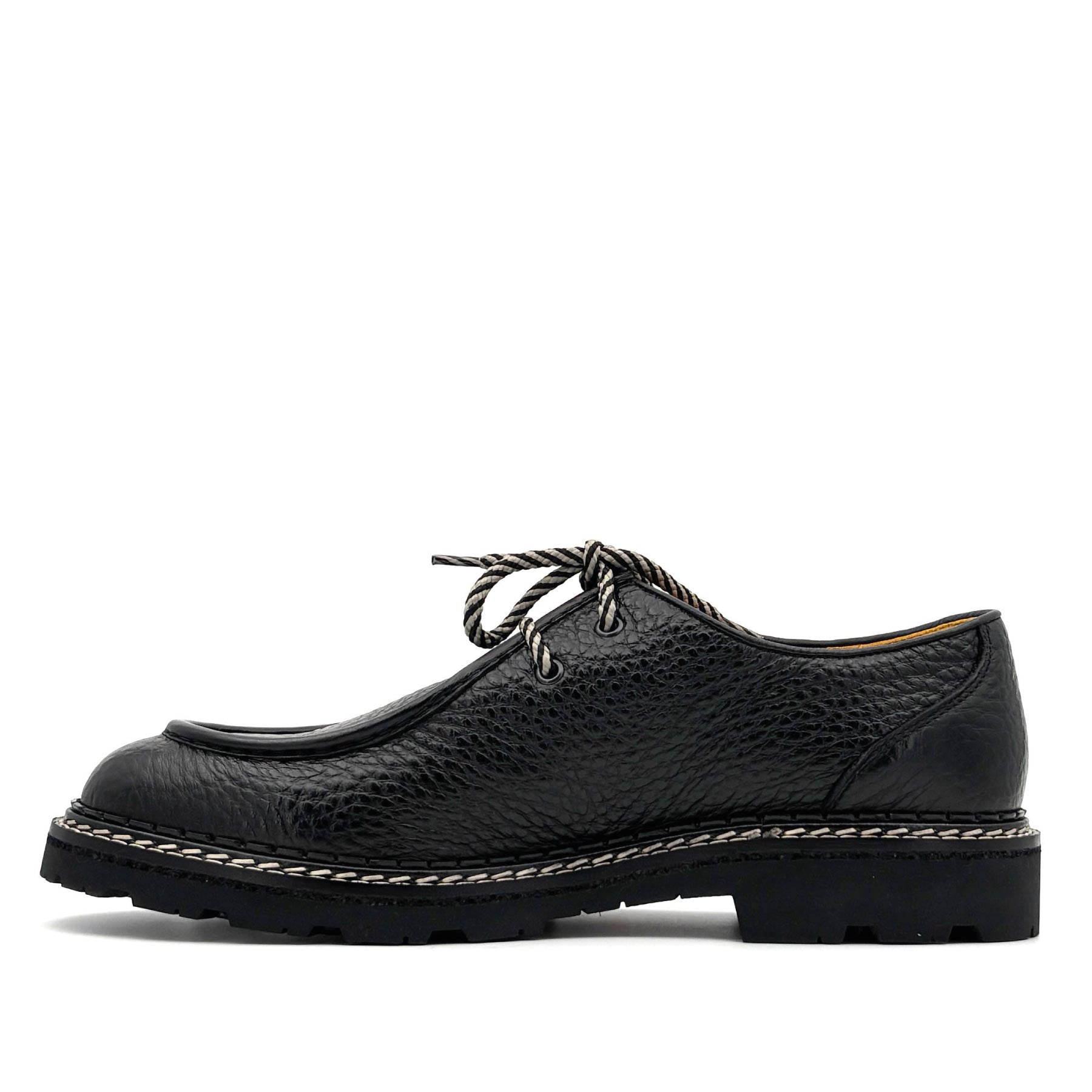 Black Two-Hole Leather Lace-Up Belvedere