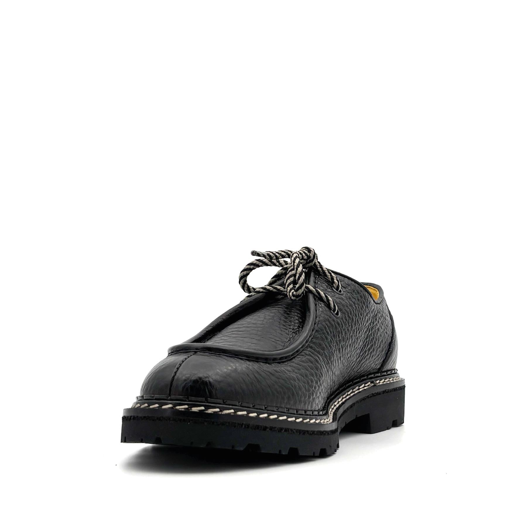 Black Two-Hole Leather Lace-Up Belvedere