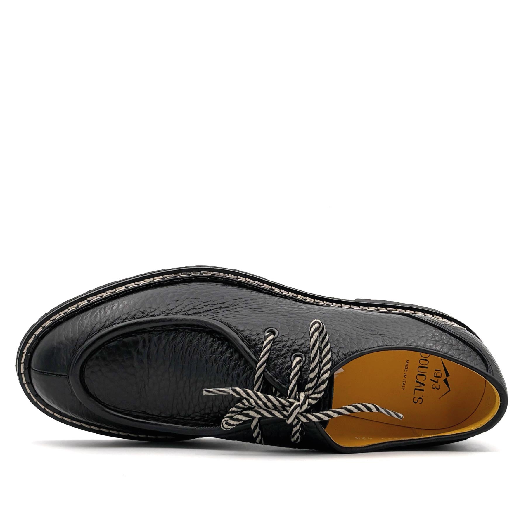 Black Two-Hole Leather Lace-Up Belvedere