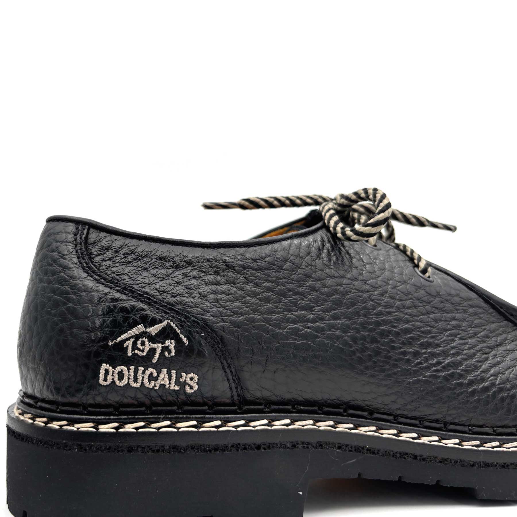 Black Two-Hole Leather Lace-Up Belvedere