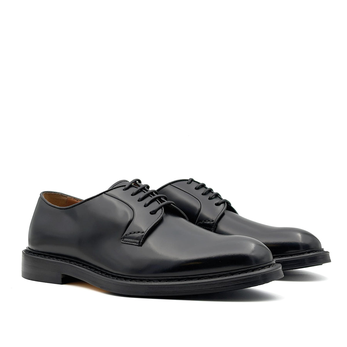 Derby Black Leather Lace-Ups