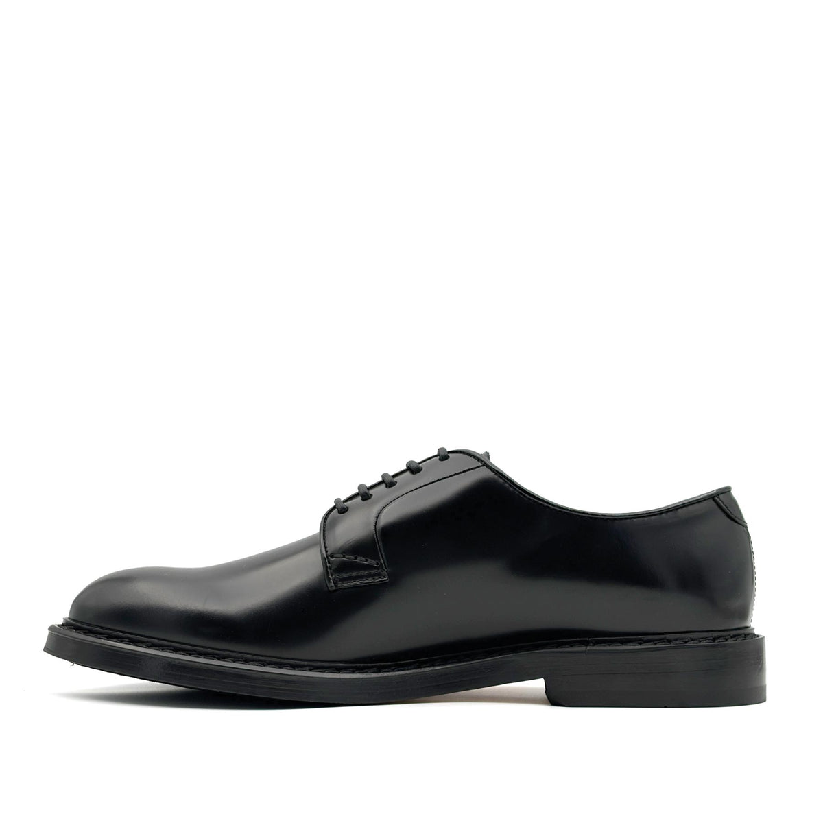 Derby Black Leather Lace-Ups
