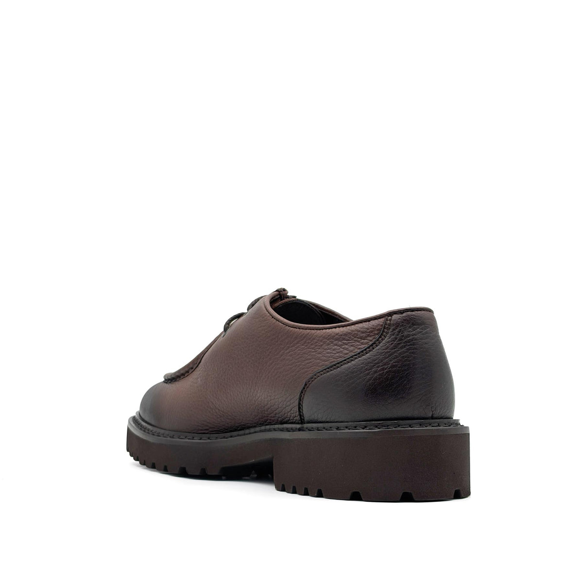 Two Eyelet Deer Leather Derby Marrone