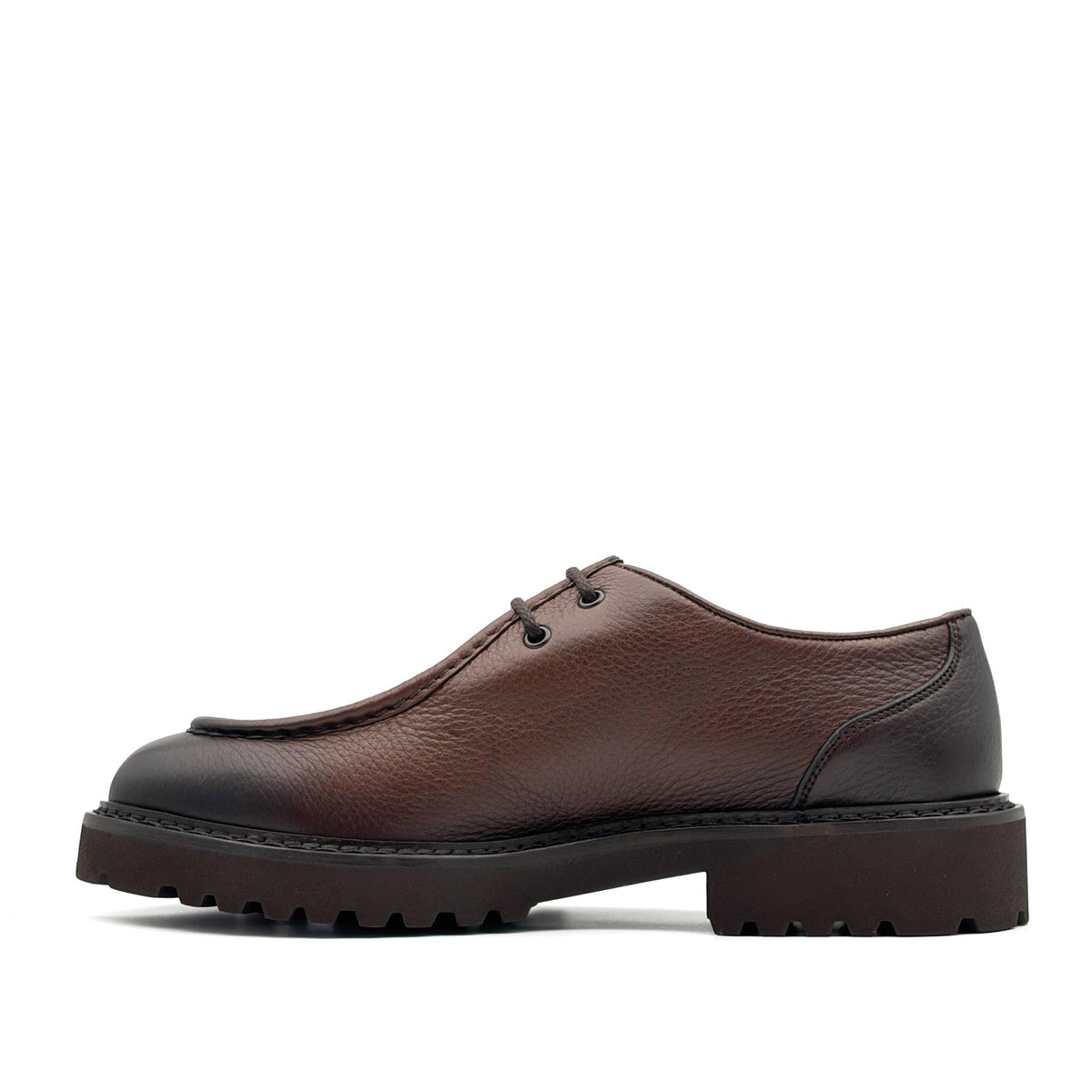 Two Eyelet Deer Leather Derby Marrone