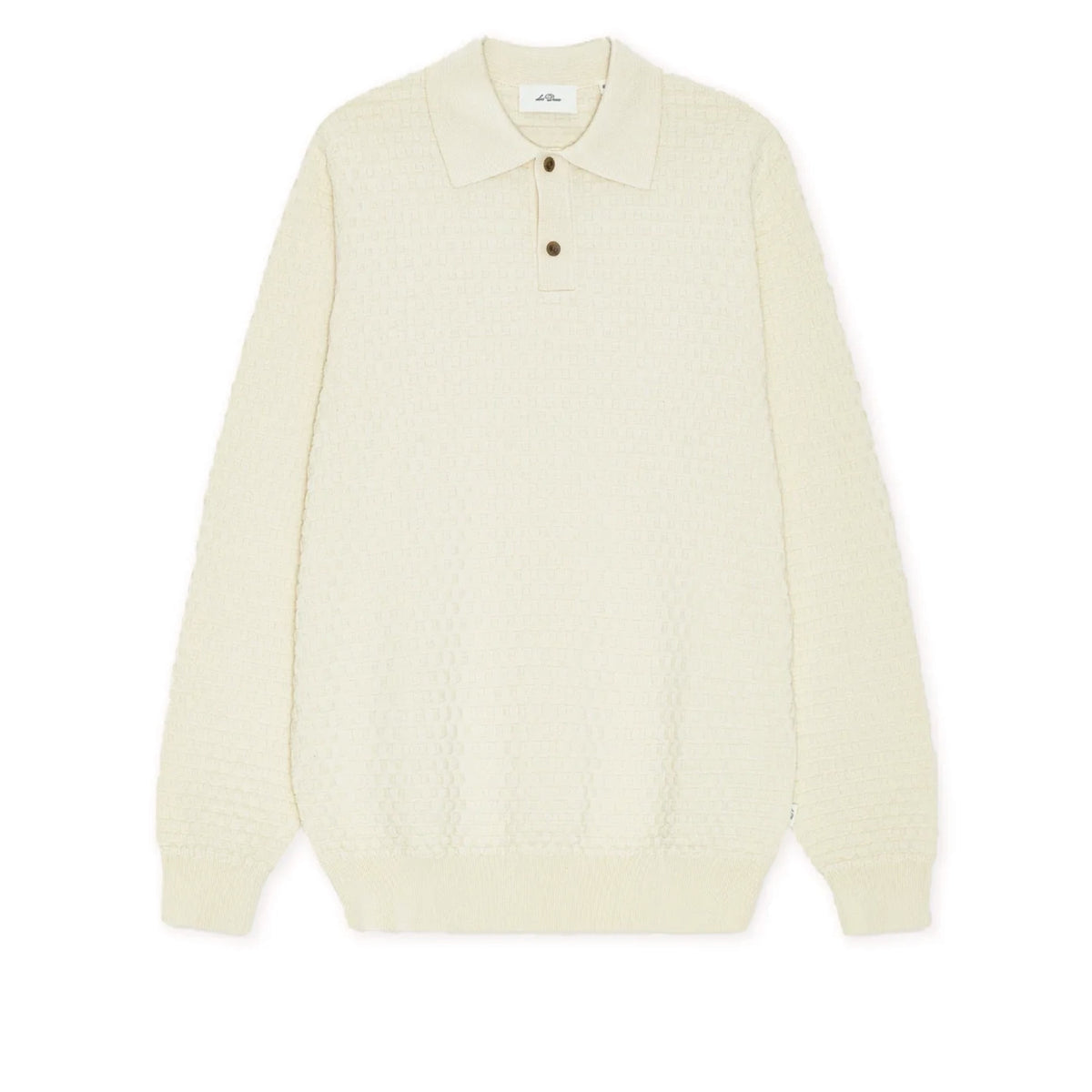 Check Structure Knitted LS Polo Light Ivory
